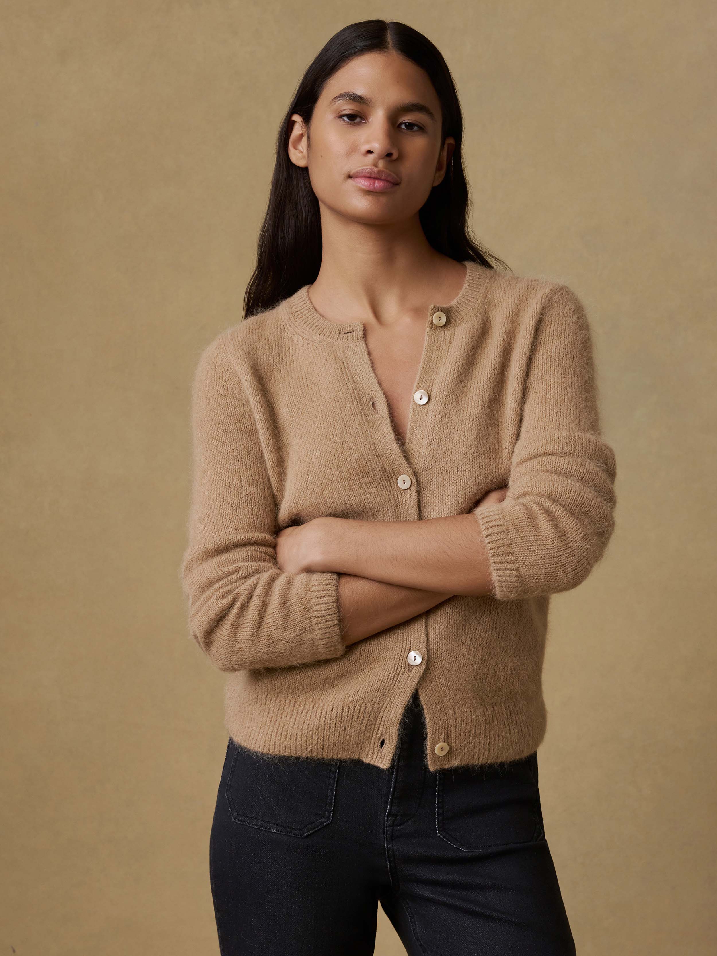 Apres Alpaca Long-Sleeve Cardigan - Oatmeal | Faherty Brand