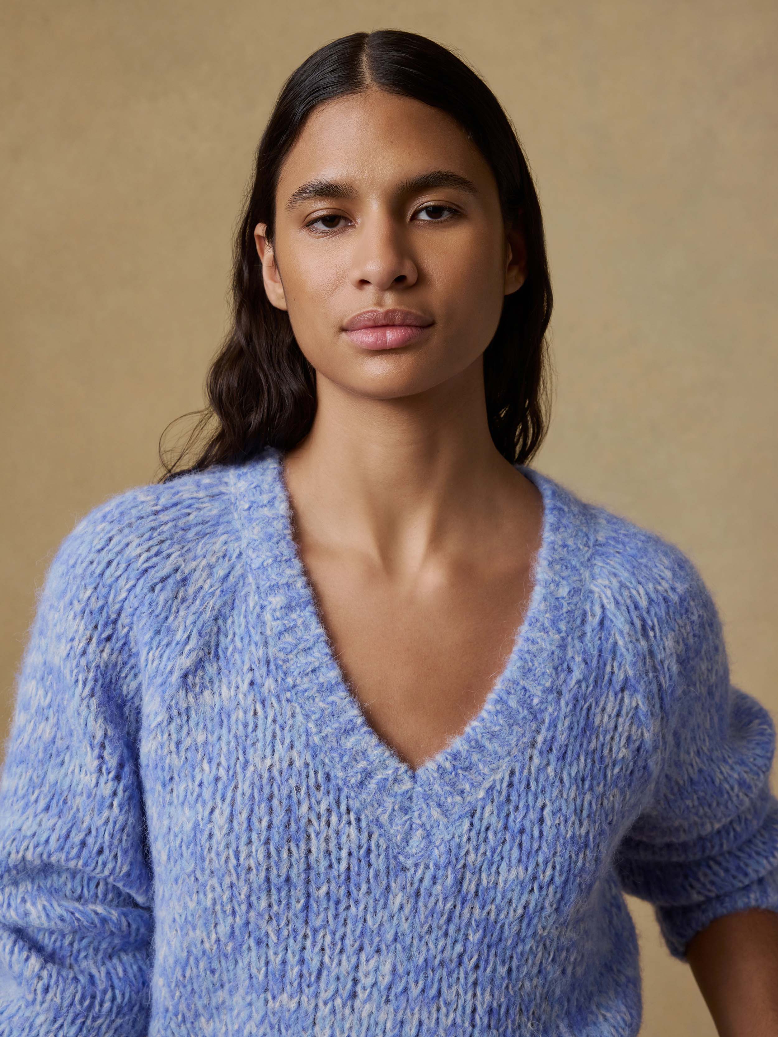 Apres Alpaca V Neck Pullover - Saltwater Blue | Faherty Brand