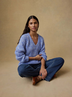 Apres Alpaca V-Neck Pullover - Saltwater Blue