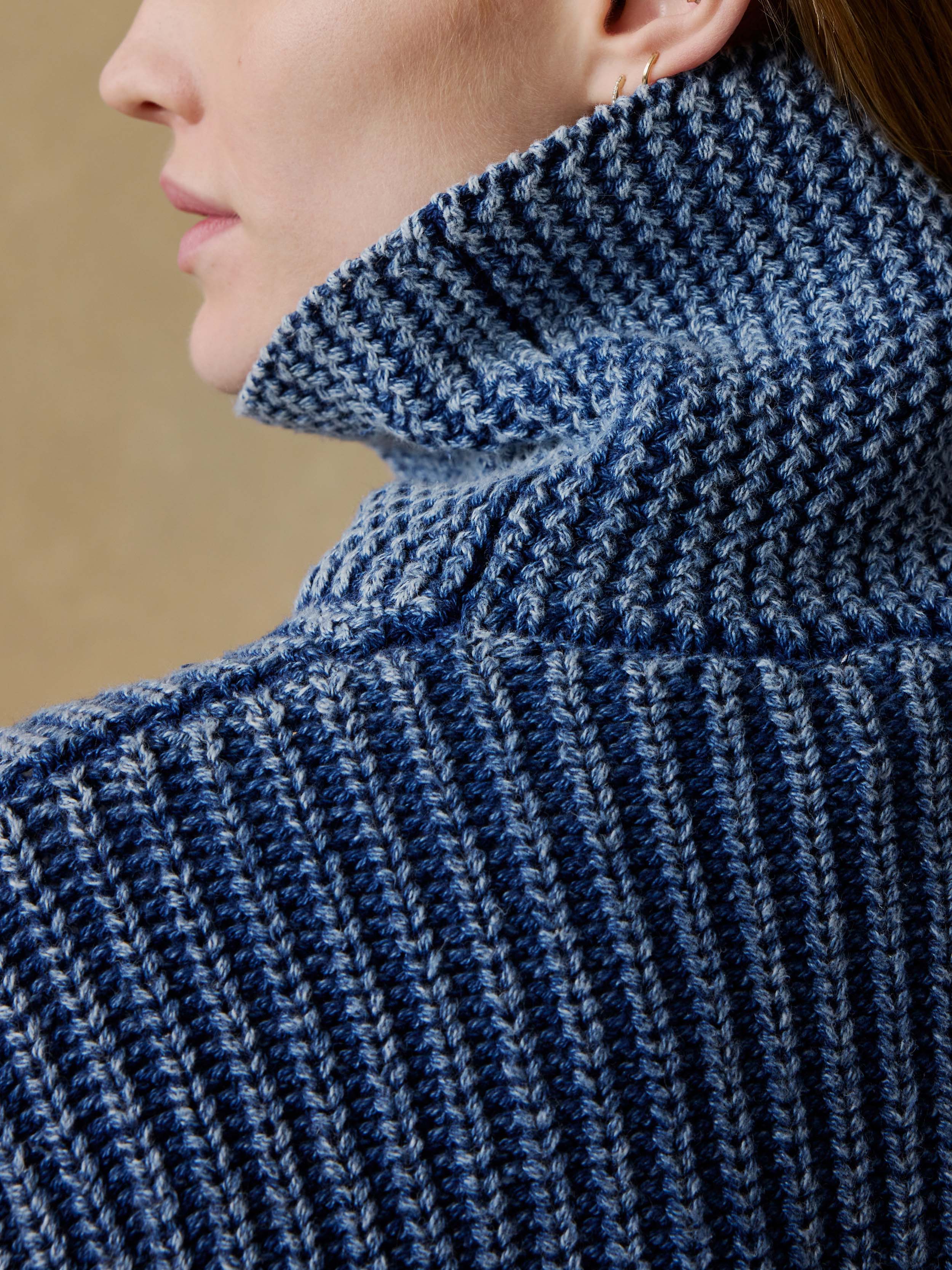 Sunwashed Cotton Oversized Turtleneck Sweater - Windcliff Indigo Wash | Faherty Brand