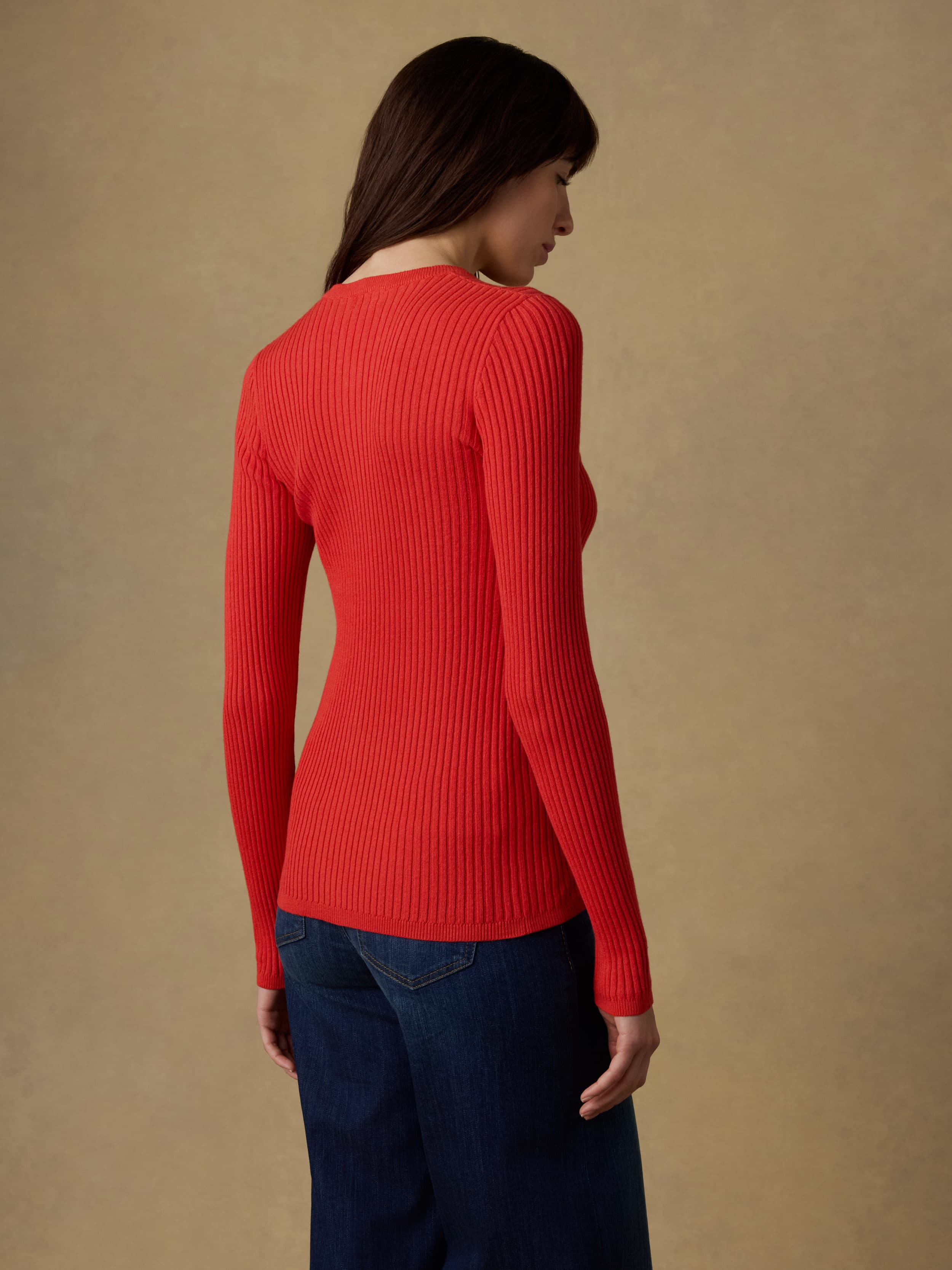 Miramar Linen Crewneck Cardigan - Poppy Red | Faherty Brand