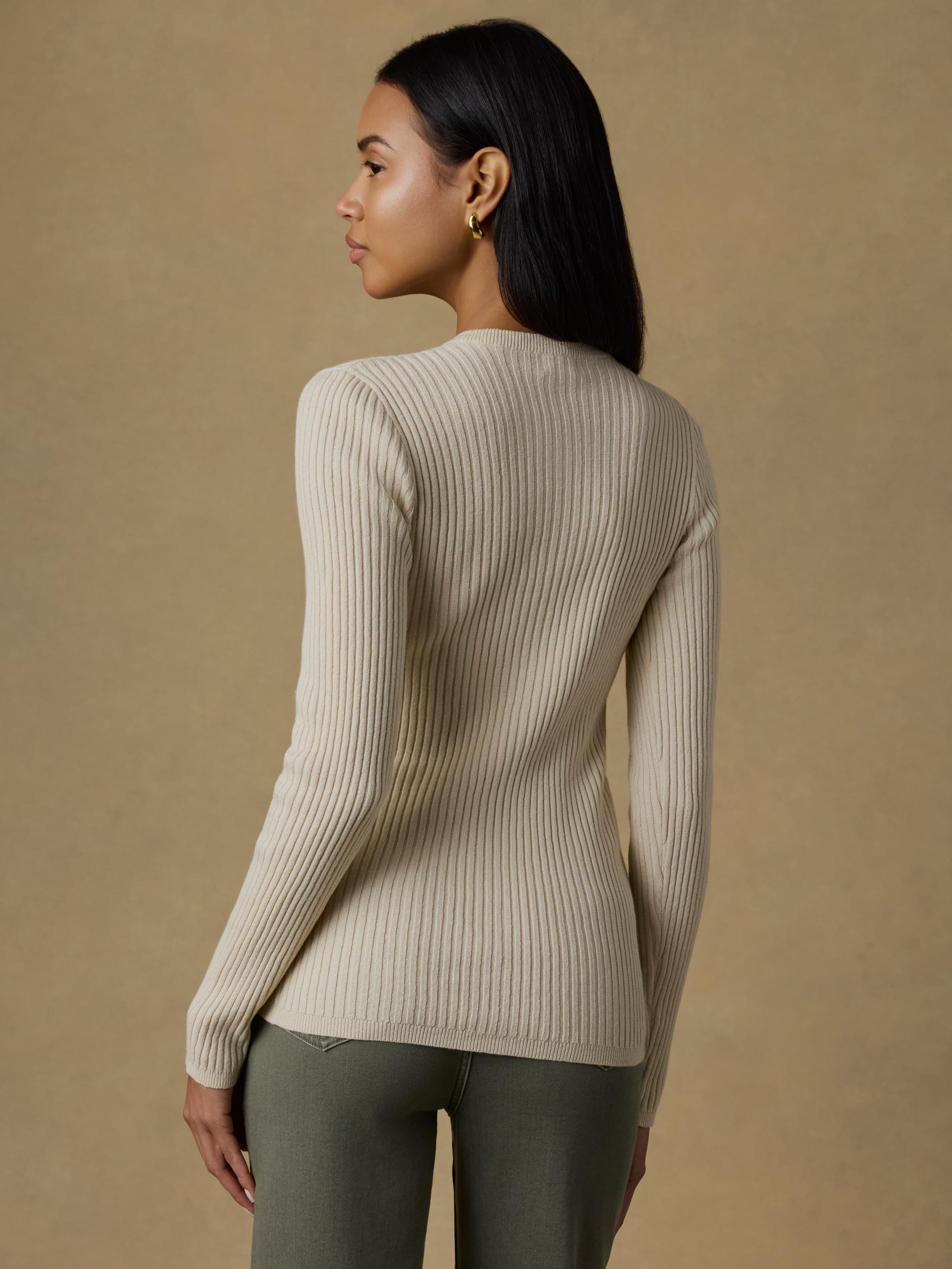 Miramar Linen Crewneck Cardigan - Summer Sand | Faherty Brand