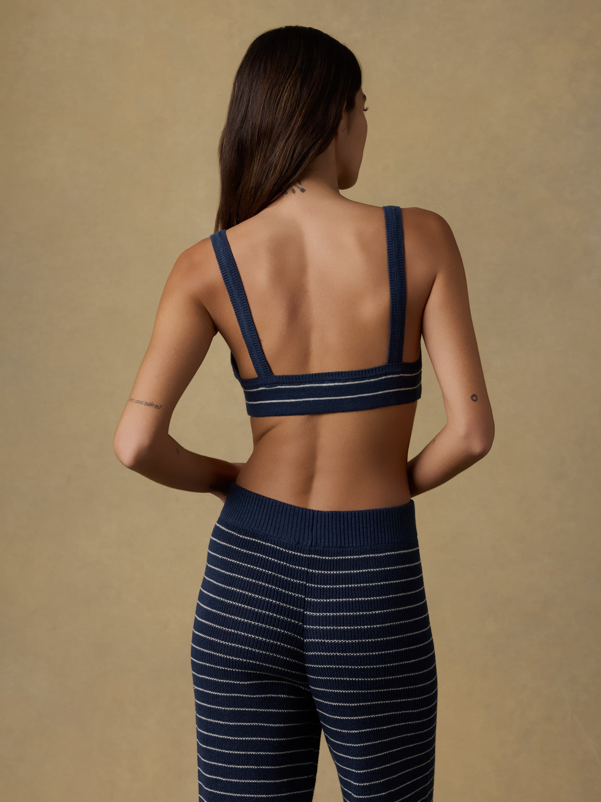 Miramar Linen Sweater Bralette - Navy Stripe | Faherty Brand