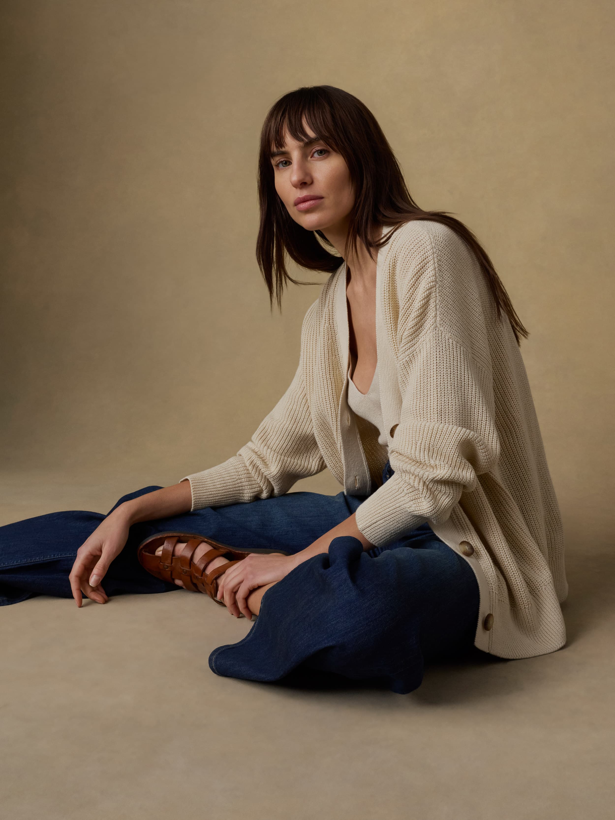 Miramar Linen Relaxed Cardigan - Summer Sand | Faherty Brand