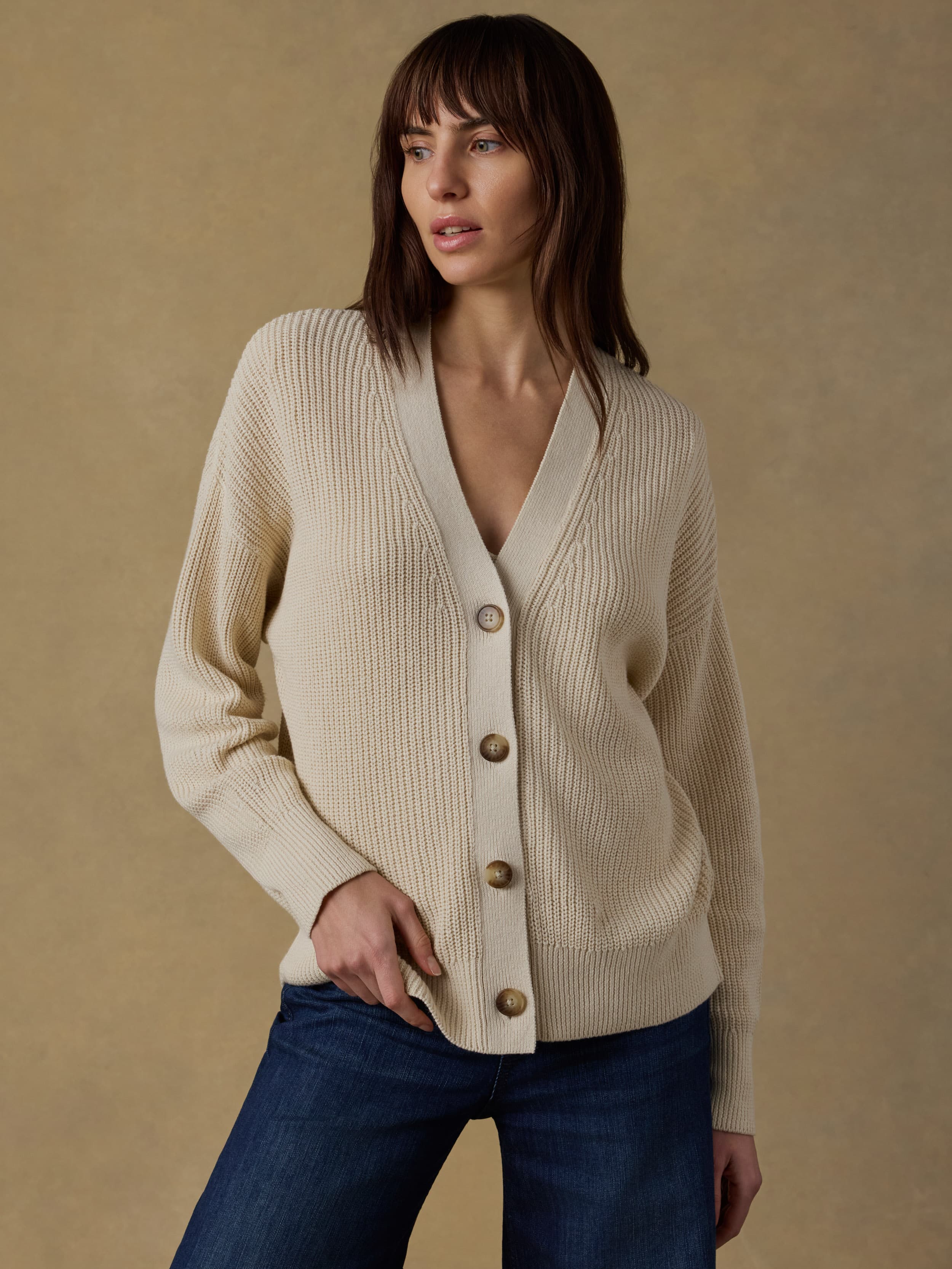 Miramar Linen Relaxed Cardigan - Summer Sand | Faherty Brand