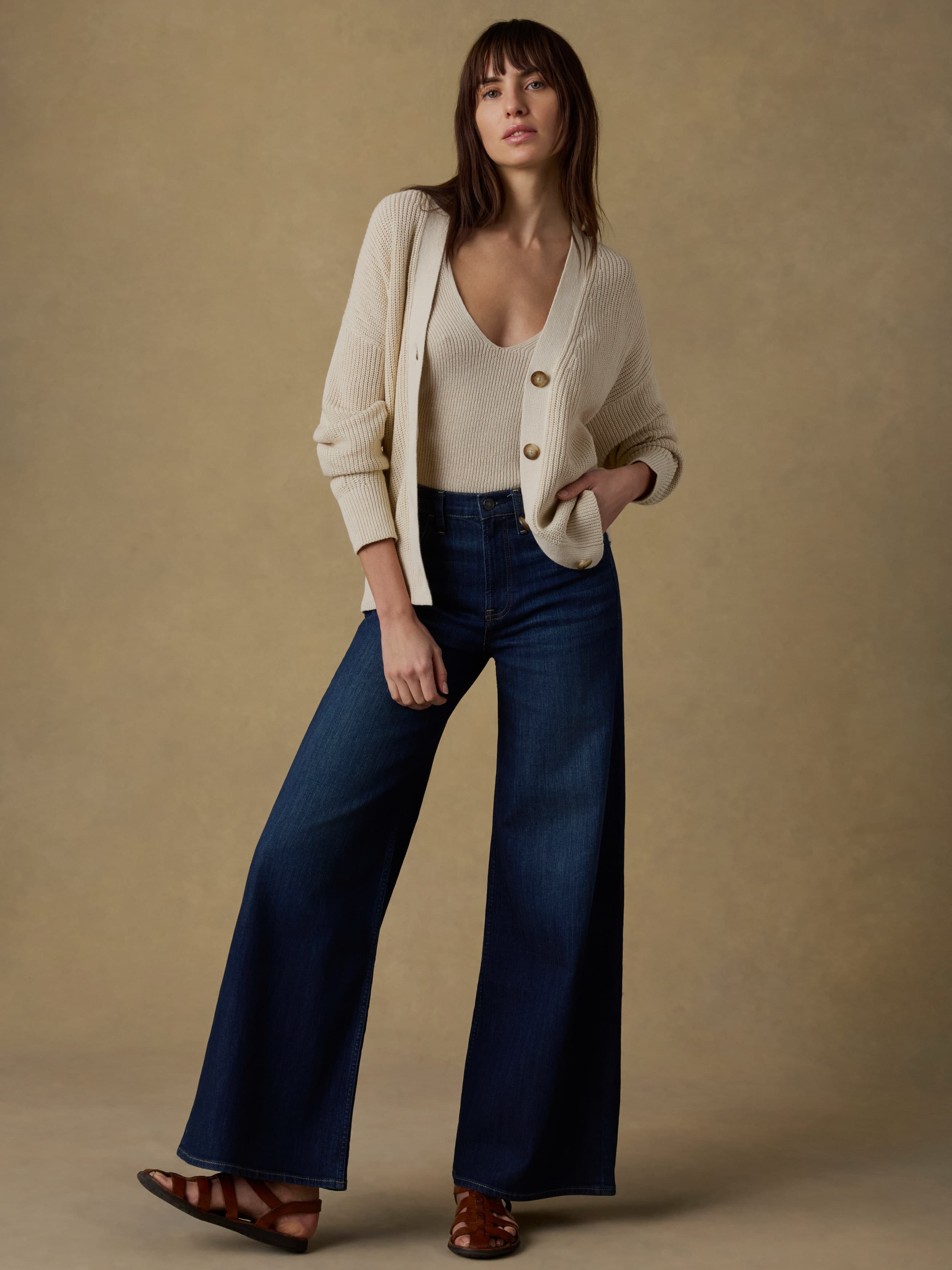 Miramar Linen Relaxed Cardigan - Summer Sand | Faherty Brand
