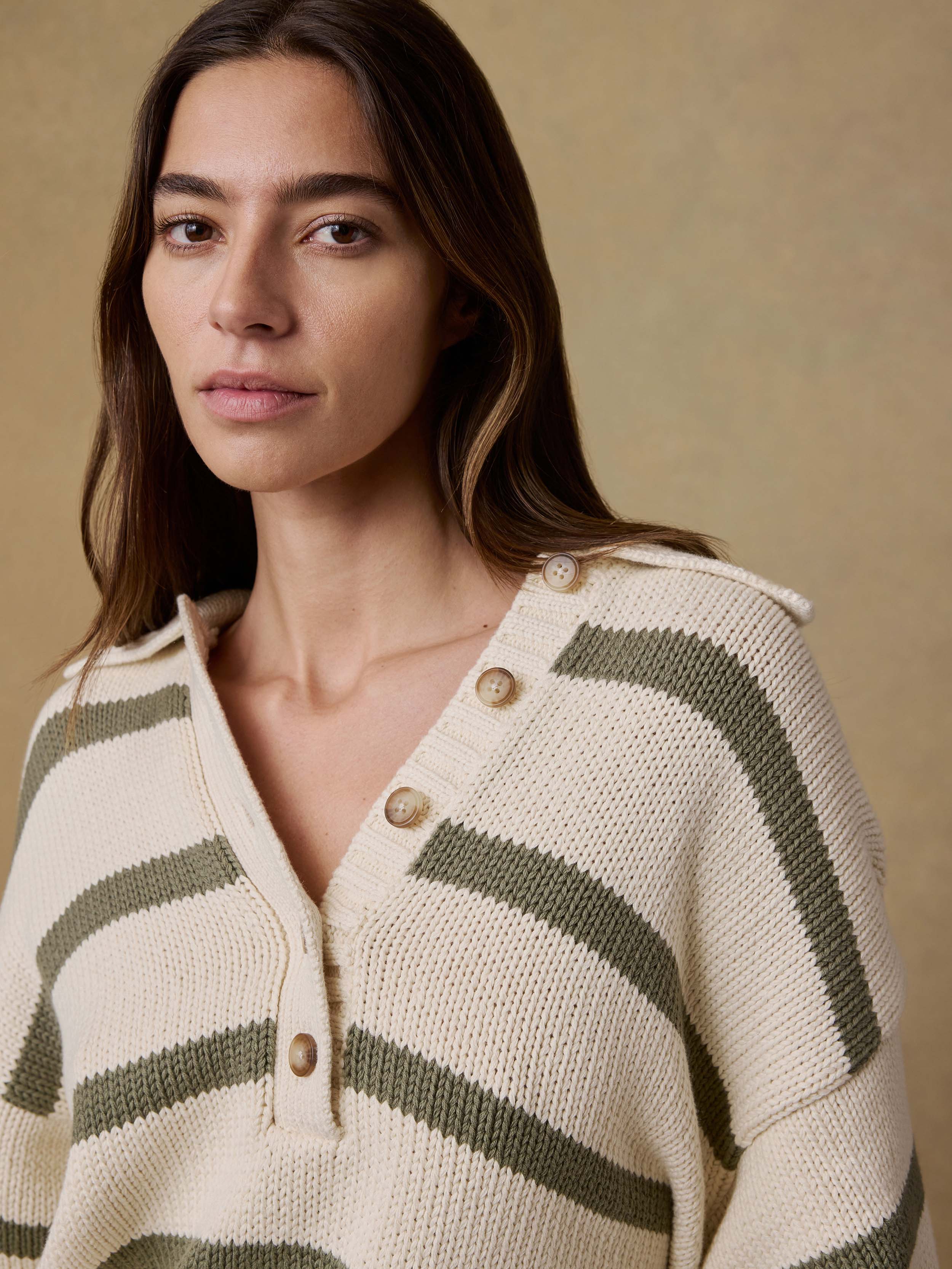 Sunwashed Cotton Polo Sweater - Antique Stripe | Faherty Brand