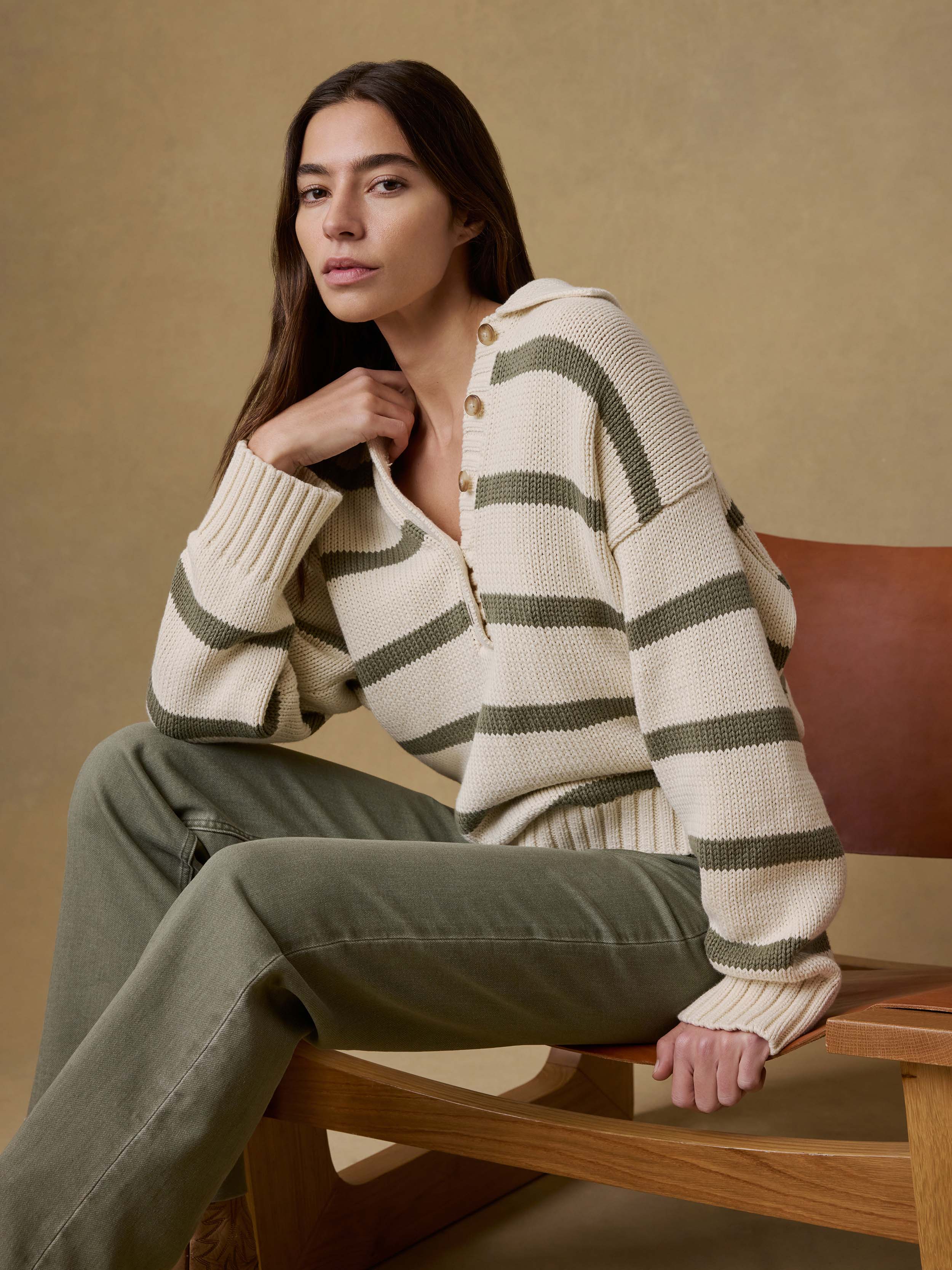 Sunwashed Cotton Polo Sweater - Antique Stripe | Faherty Brand