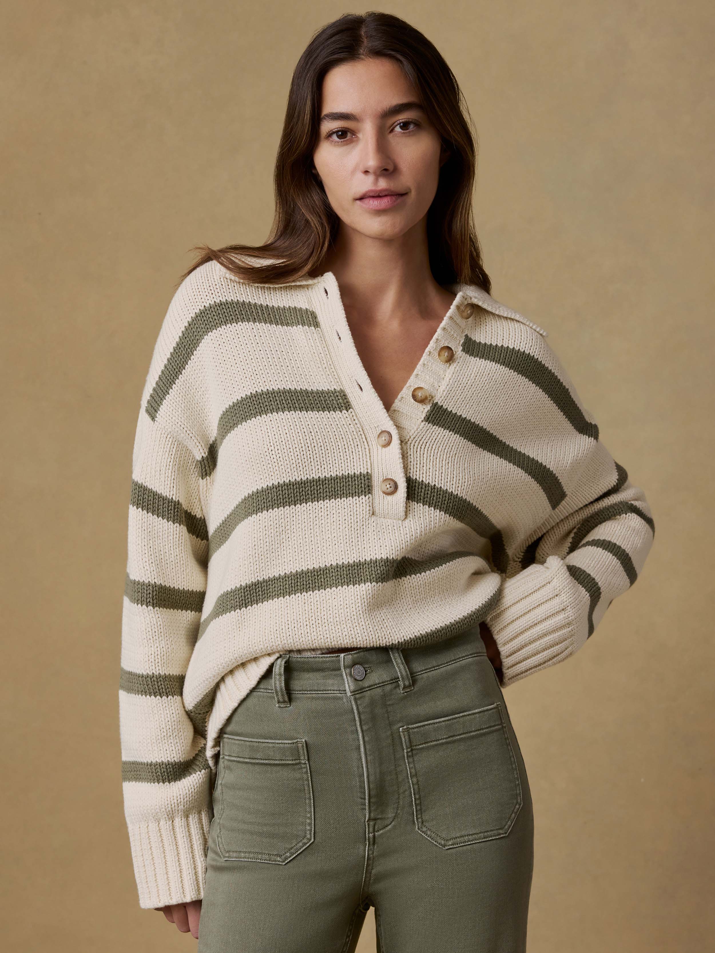 Sunwashed Cotton Polo Sweater - Antique Stripe | Faherty Brand