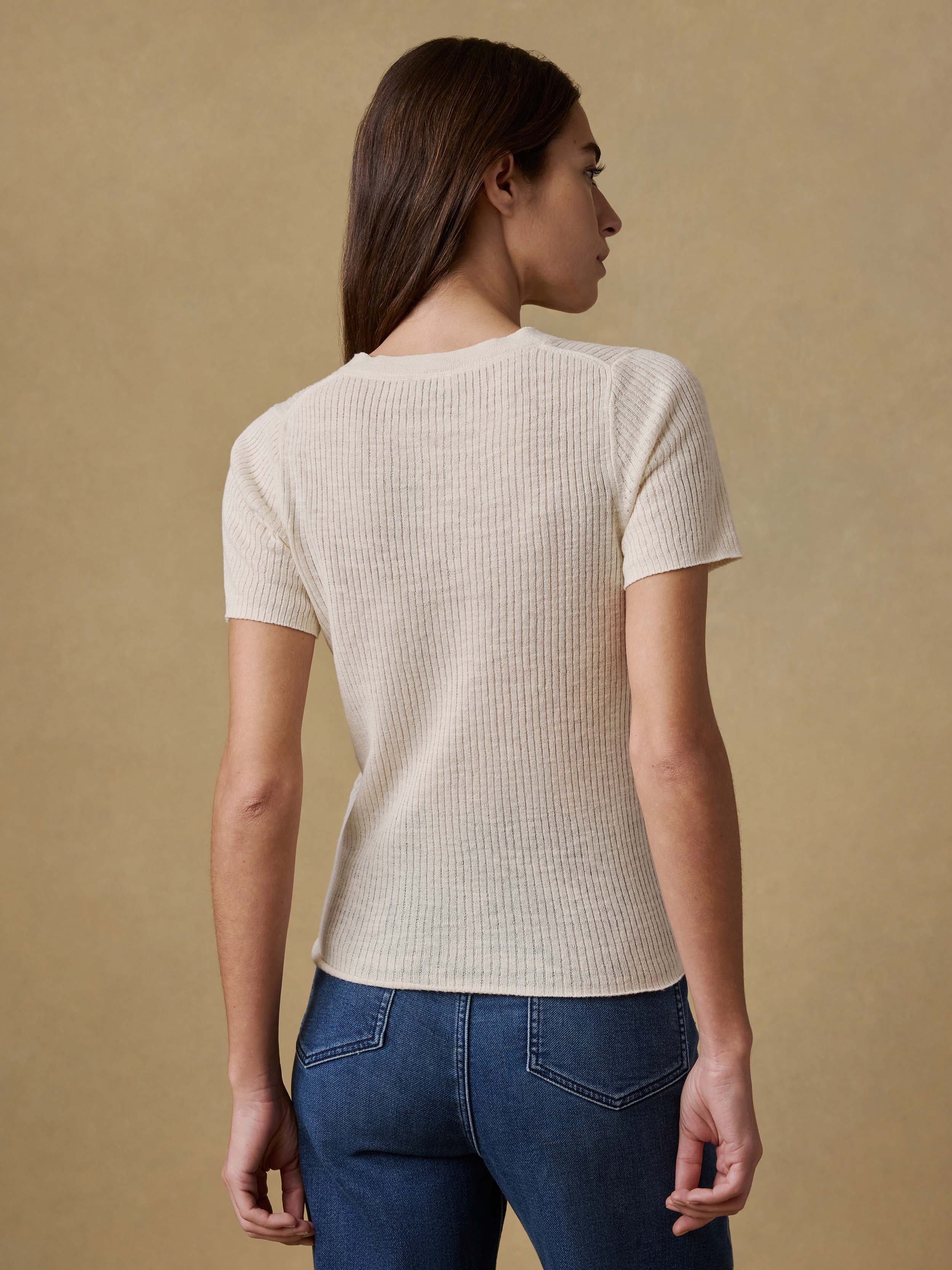 Miramar Linen Mini Rib Tee - Summer Sand | Faherty Brand