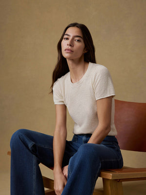 Miramar Linen Mini Rib Tee - Summer Sand