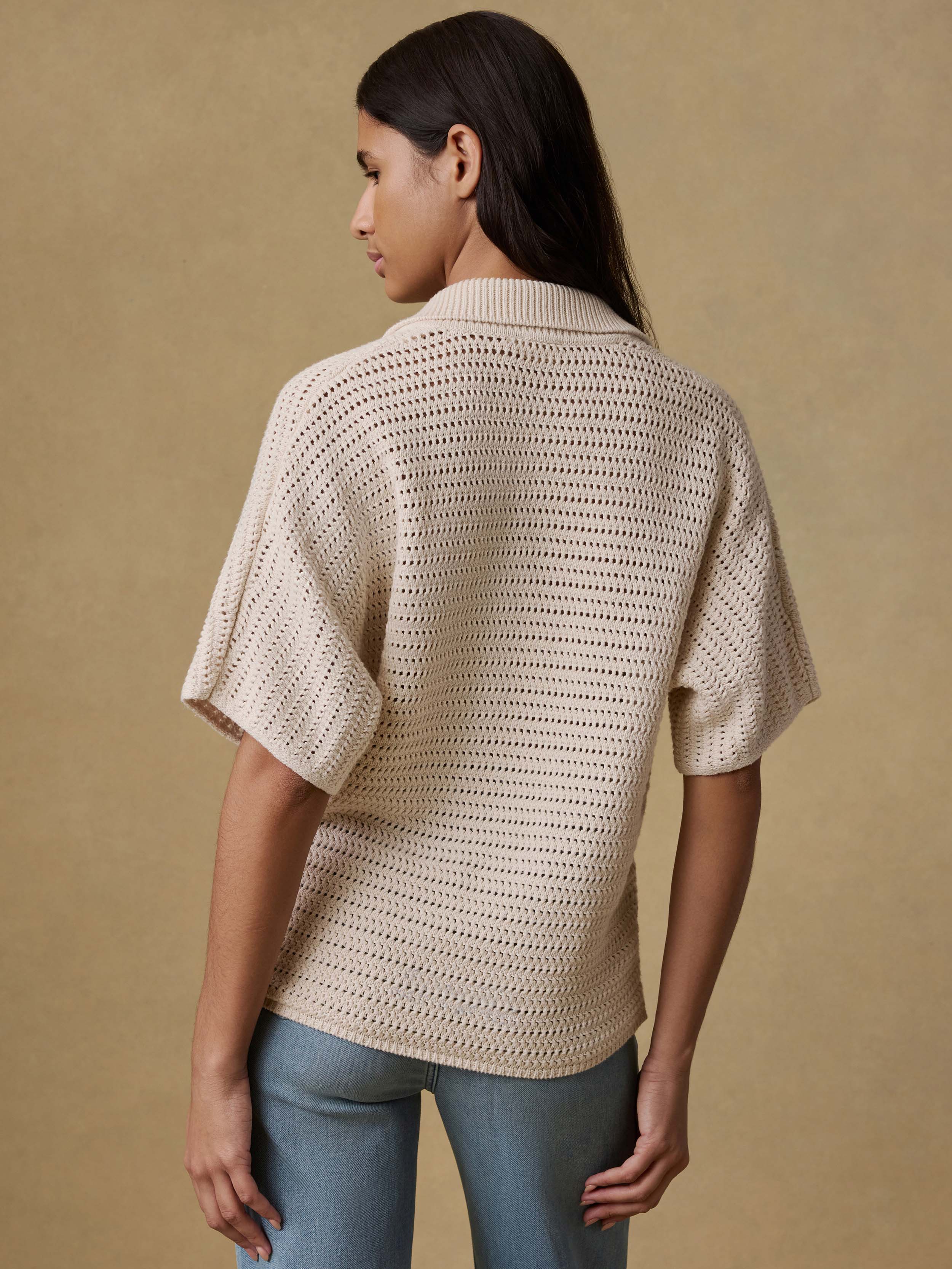 Seacoast Crochet Polo - Cream | Faherty Brand