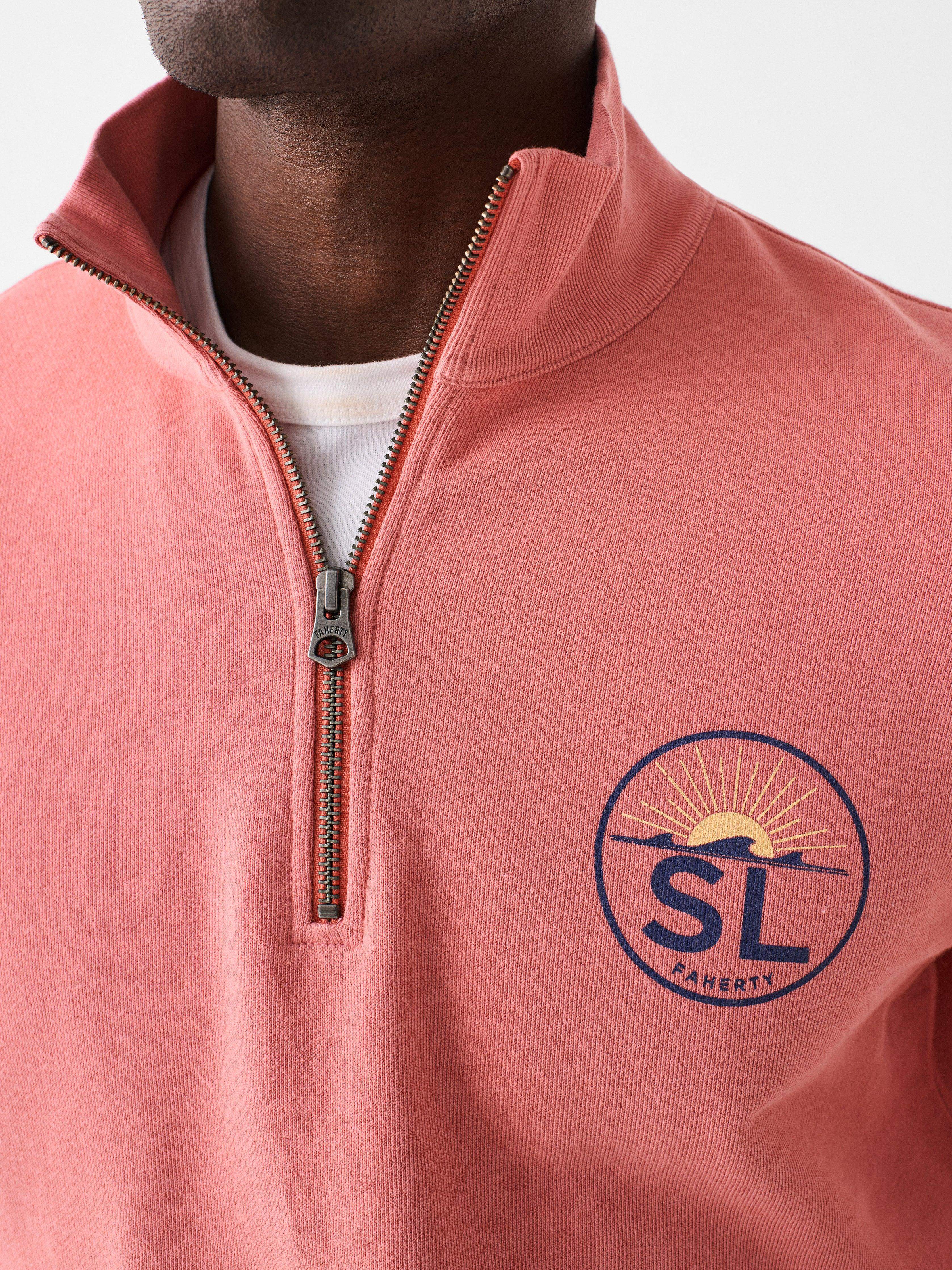 Spring Lake Long- Sleeve Terry Quarter- Zip - Faded Flag