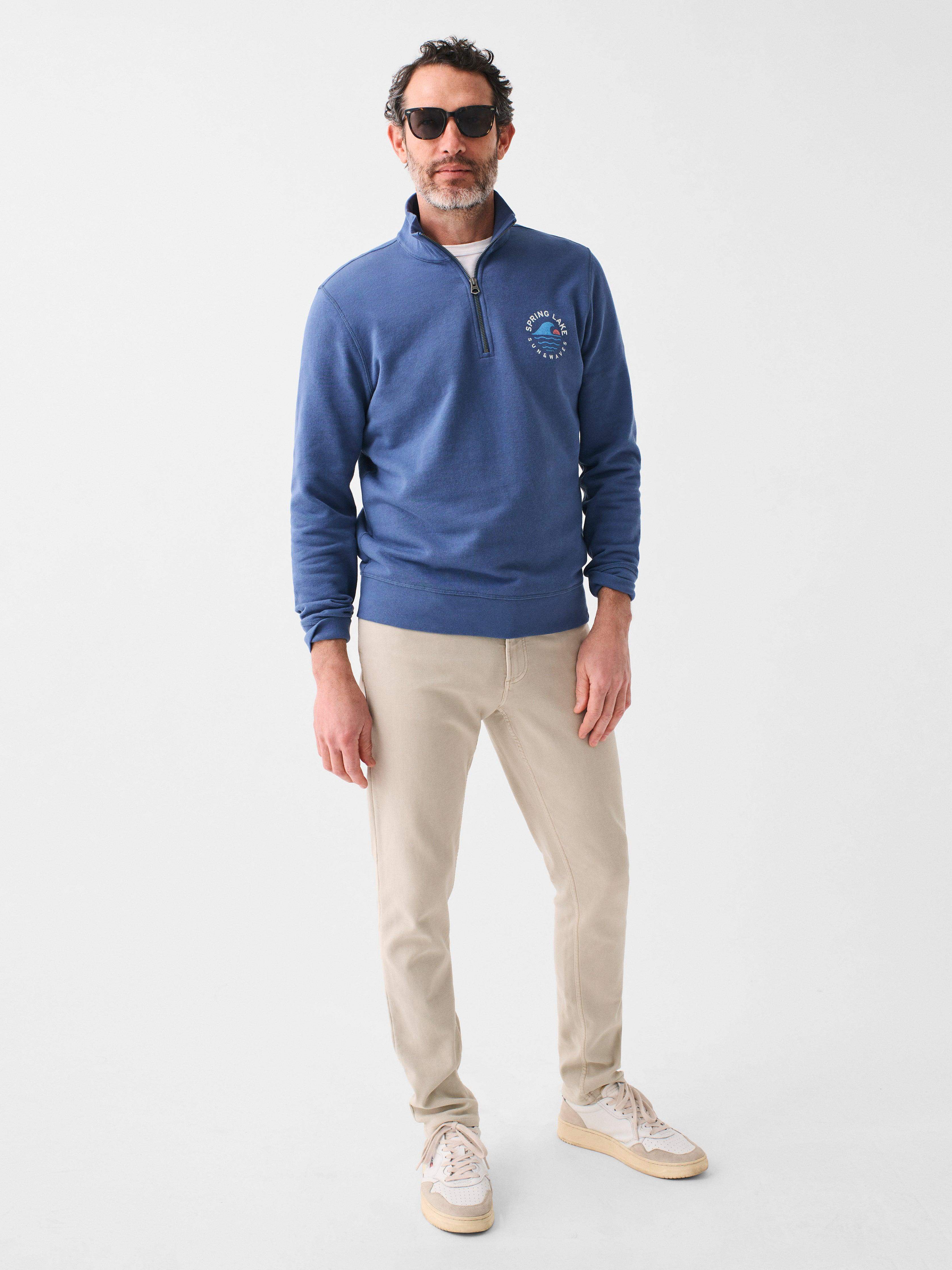 Spring Lake Long-Sleeve Terry Quarter-Zip - Faded Navy