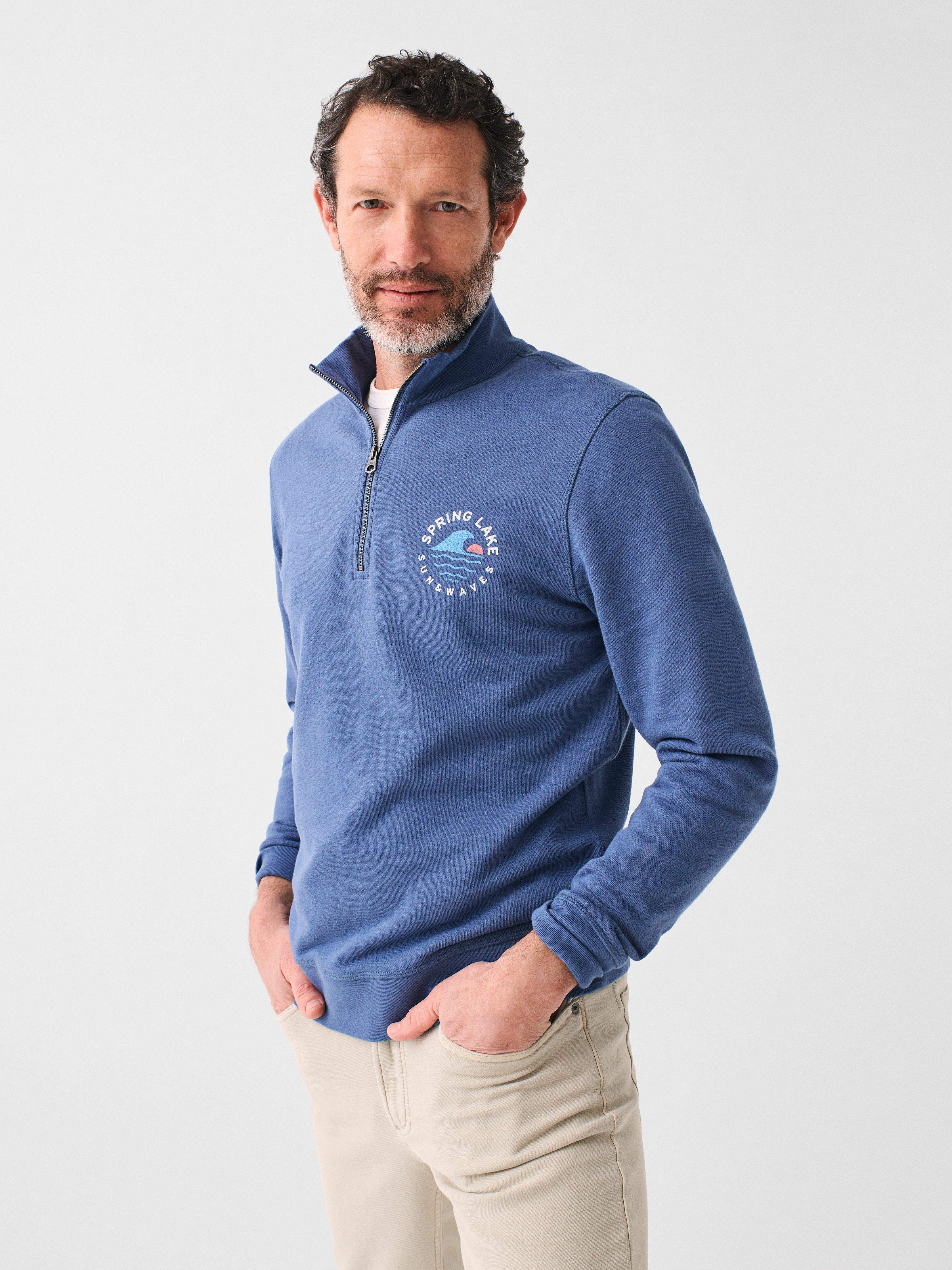 Spring Lake Long-Sleeve Terry Quarter-Zip - Faded Navy