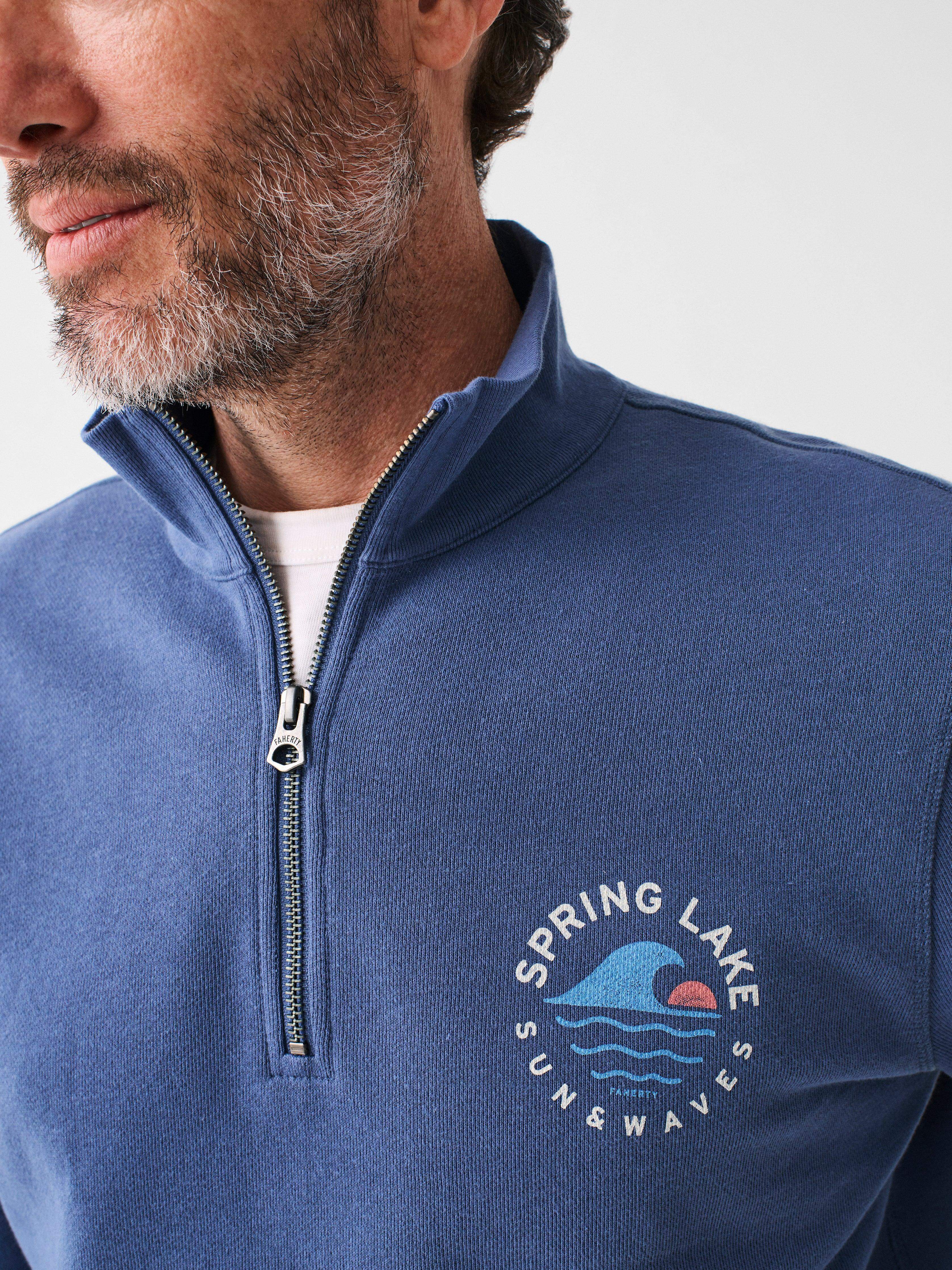 Spring Lake Long-Sleeve Terry Quarter-Zip - Faded Navy