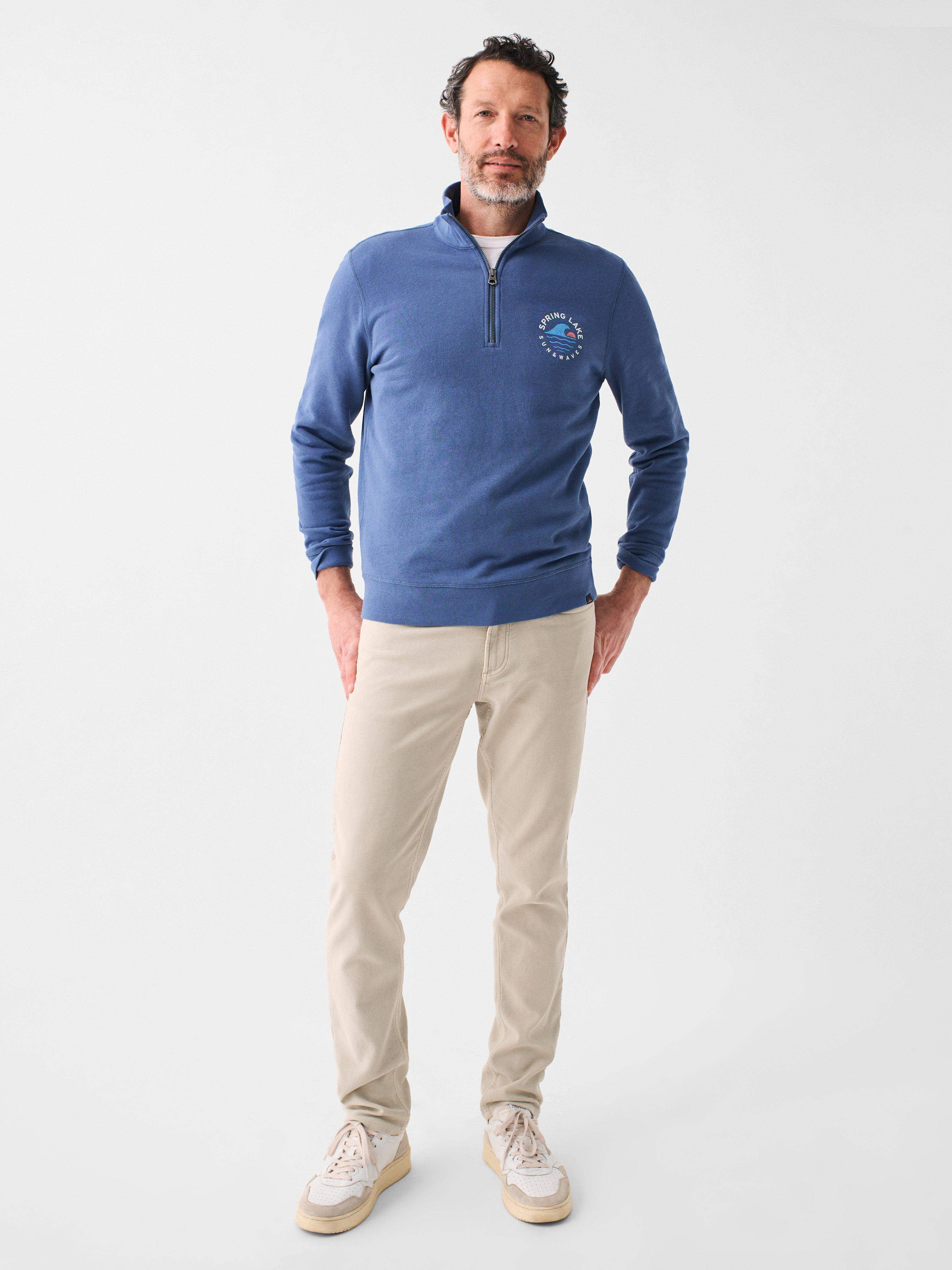 Spring Lake Long-Sleeve Terry Quarter-Zip - Faded Navy