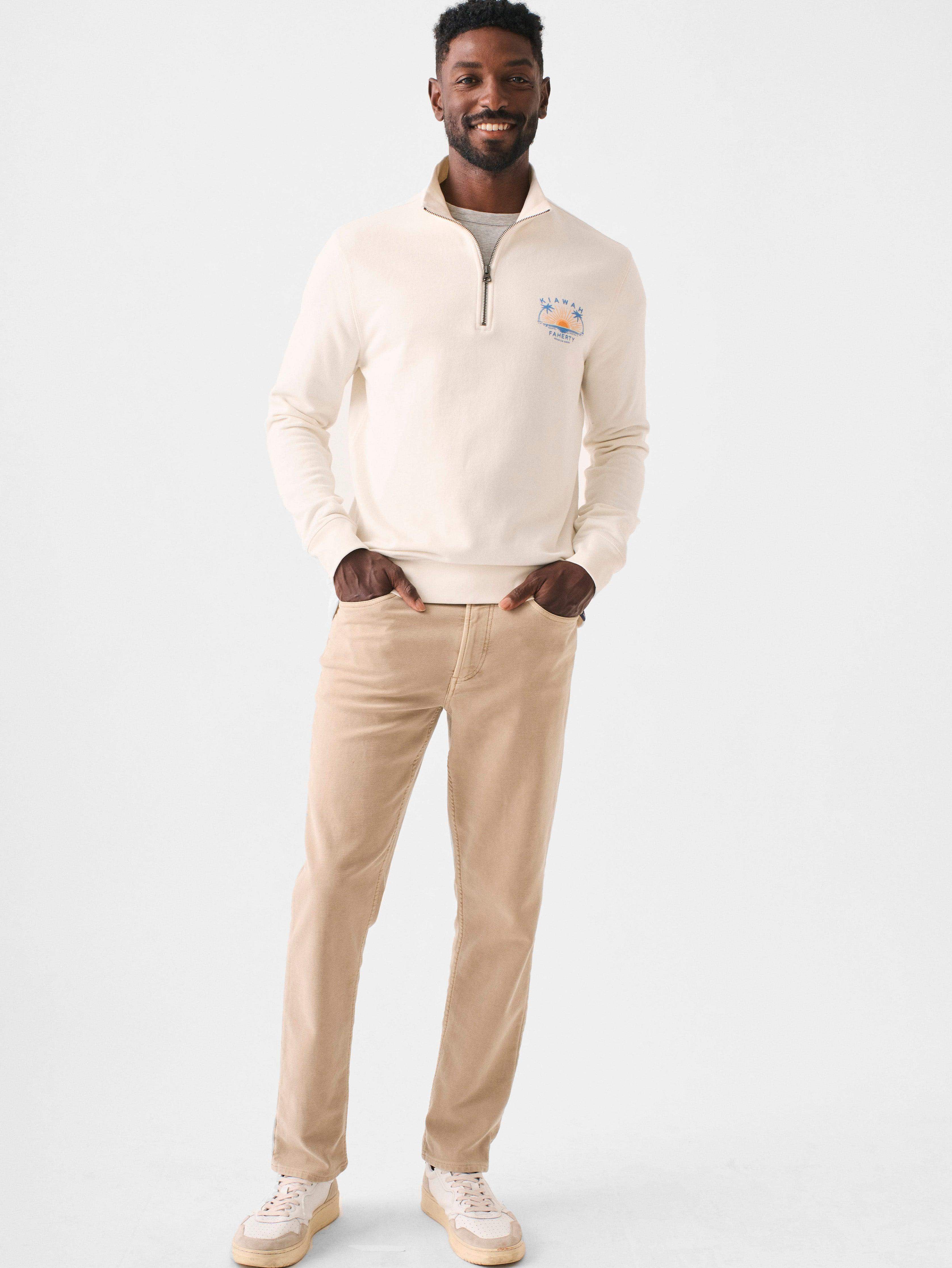 Kiawah Long-Sleeve Terry Quarter-Zip - Solar White | Faherty Brand