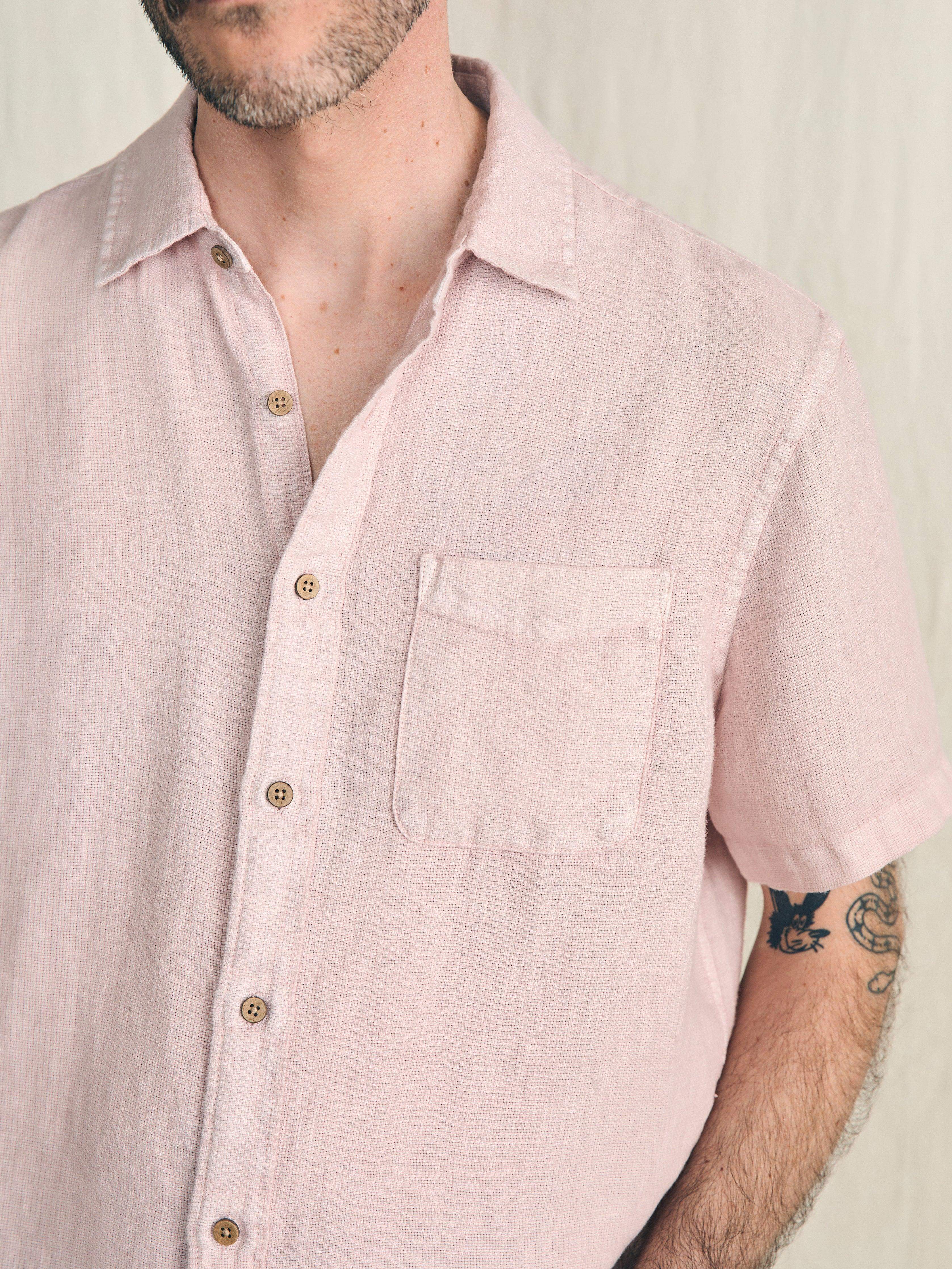 Short-Sleeve Palma Linen Shirt - Coastal Mauve | Faherty Brand