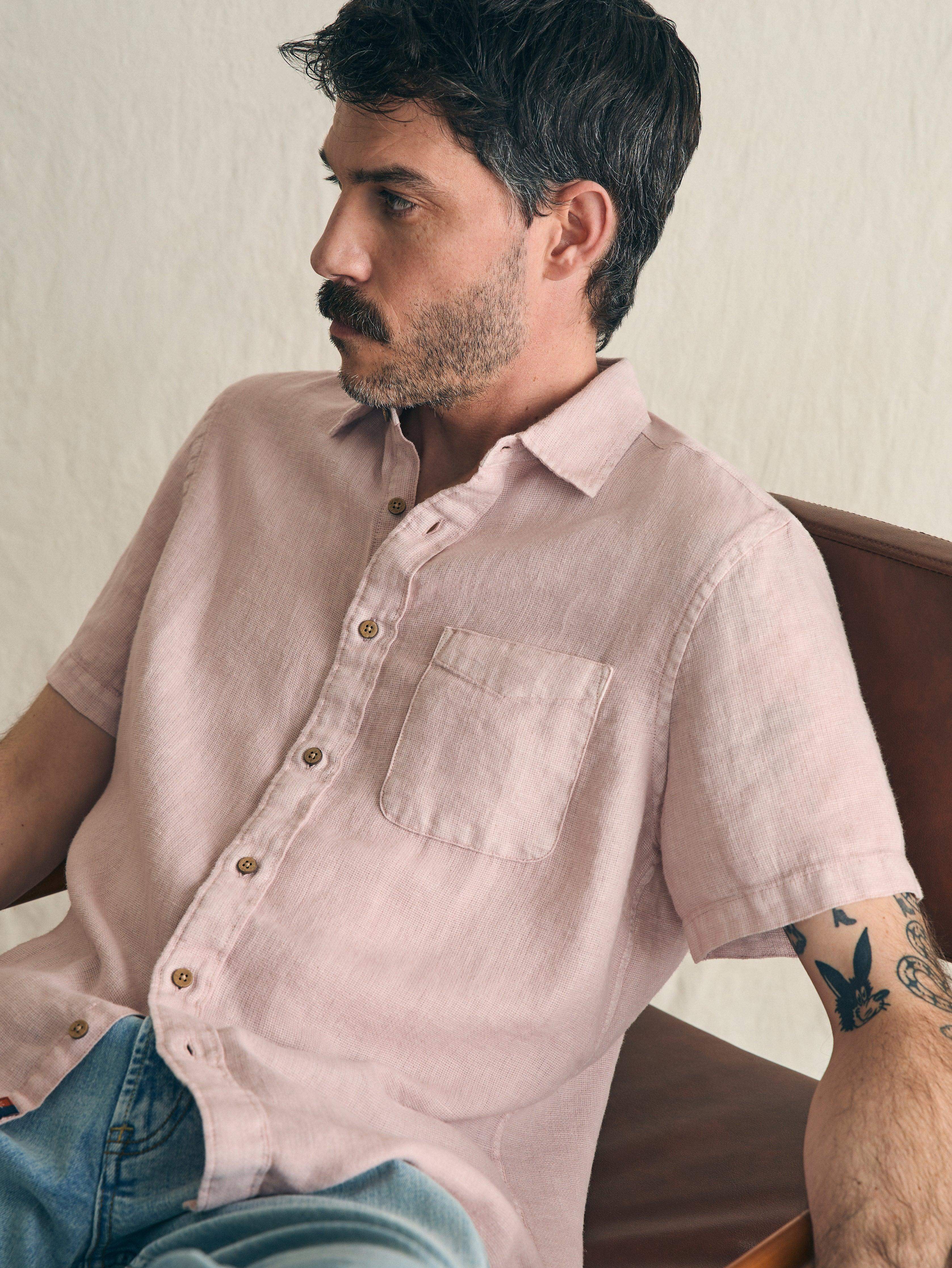 Short-Sleeve Palma Linen Shirt - Coastal Mauve | Faherty Brand