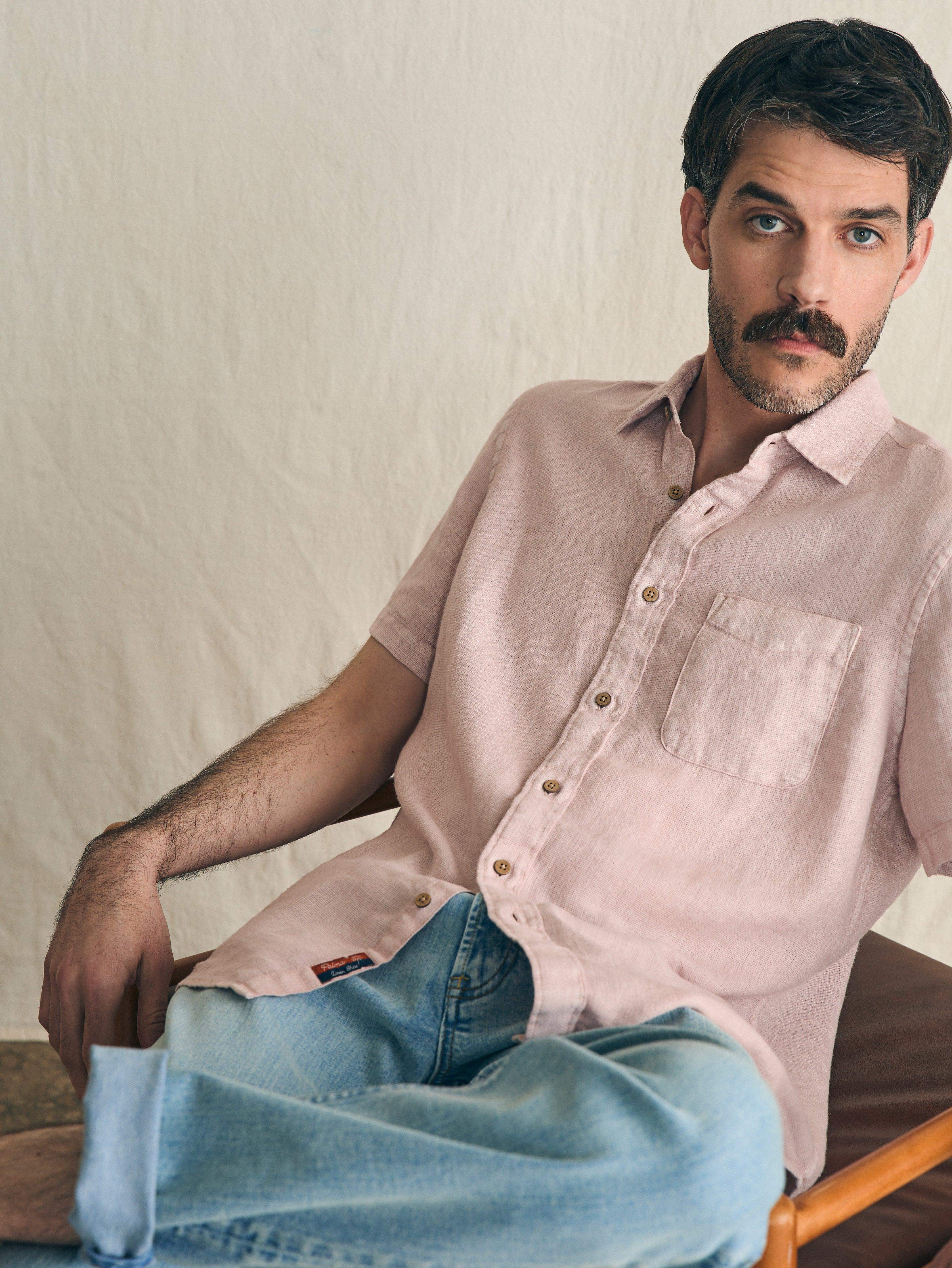 Short-Sleeve Palma Linen Shirt - Coastal Mauve | Faherty Brand