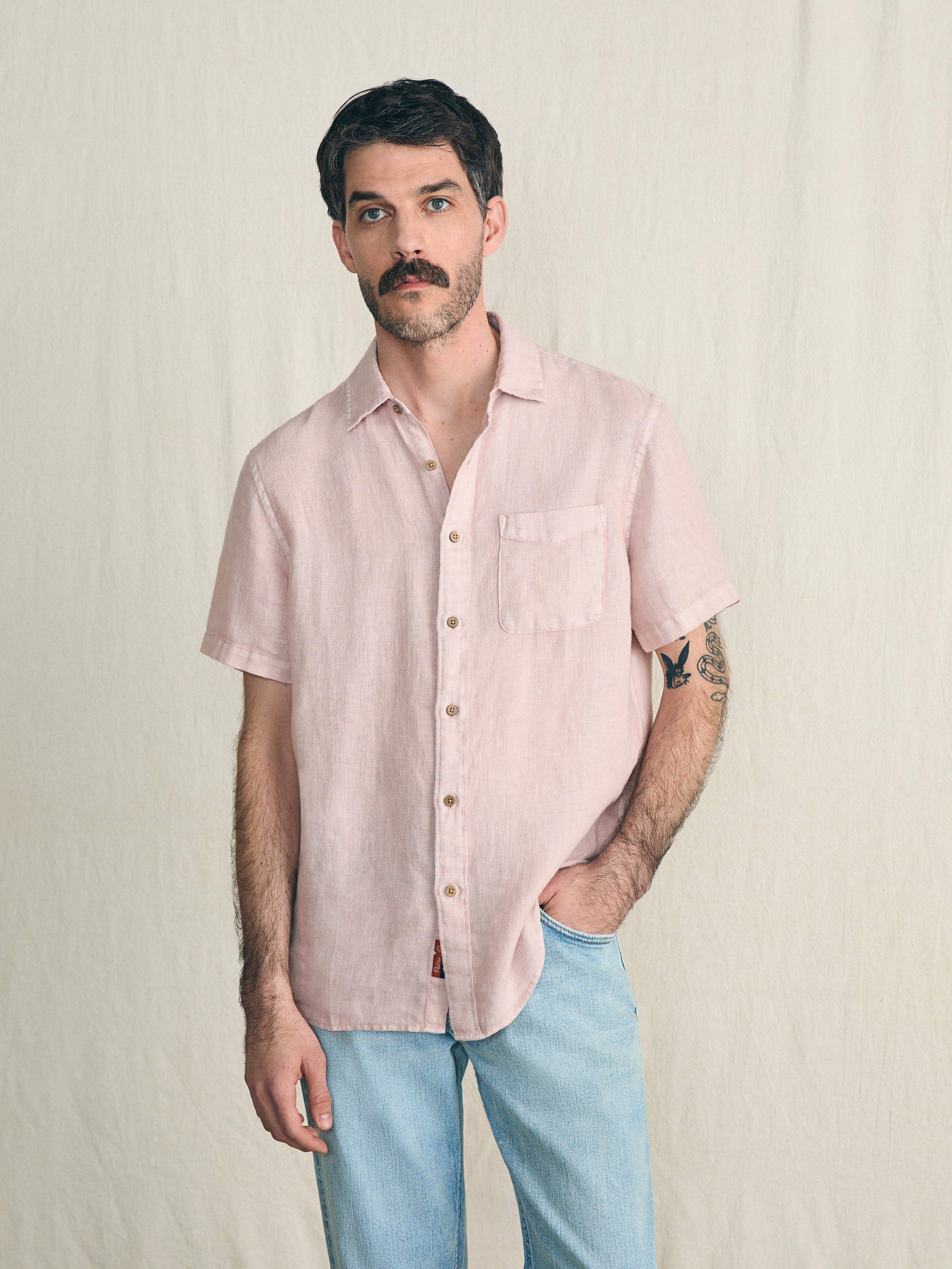 Short-Sleeve Palma Linen Shirt - Coastal Mauve | Faherty Brand