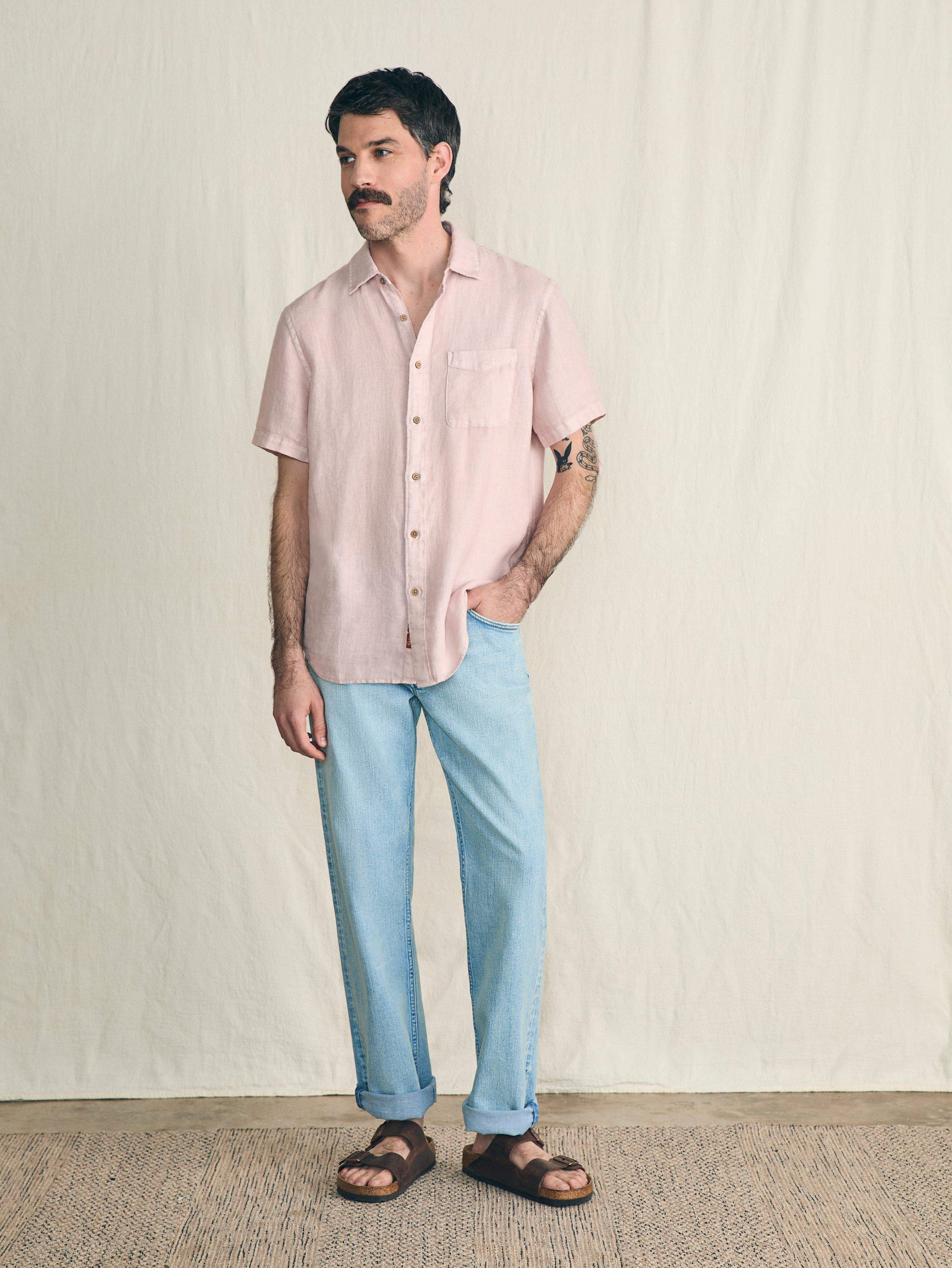 Short-Sleeve Palma Linen Shirt - Coastal Mauve | Faherty Brand