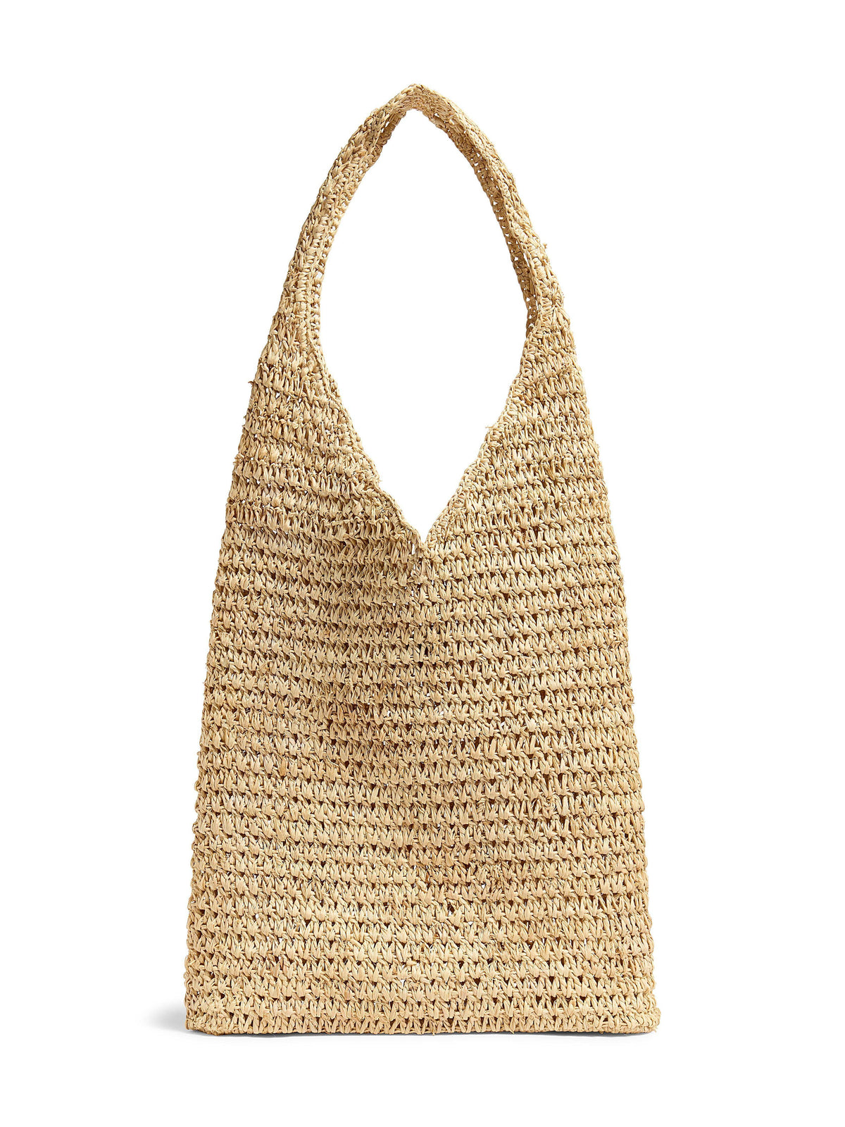 Raffia Crochet Hobo Tote - Natural, image 1 of 3