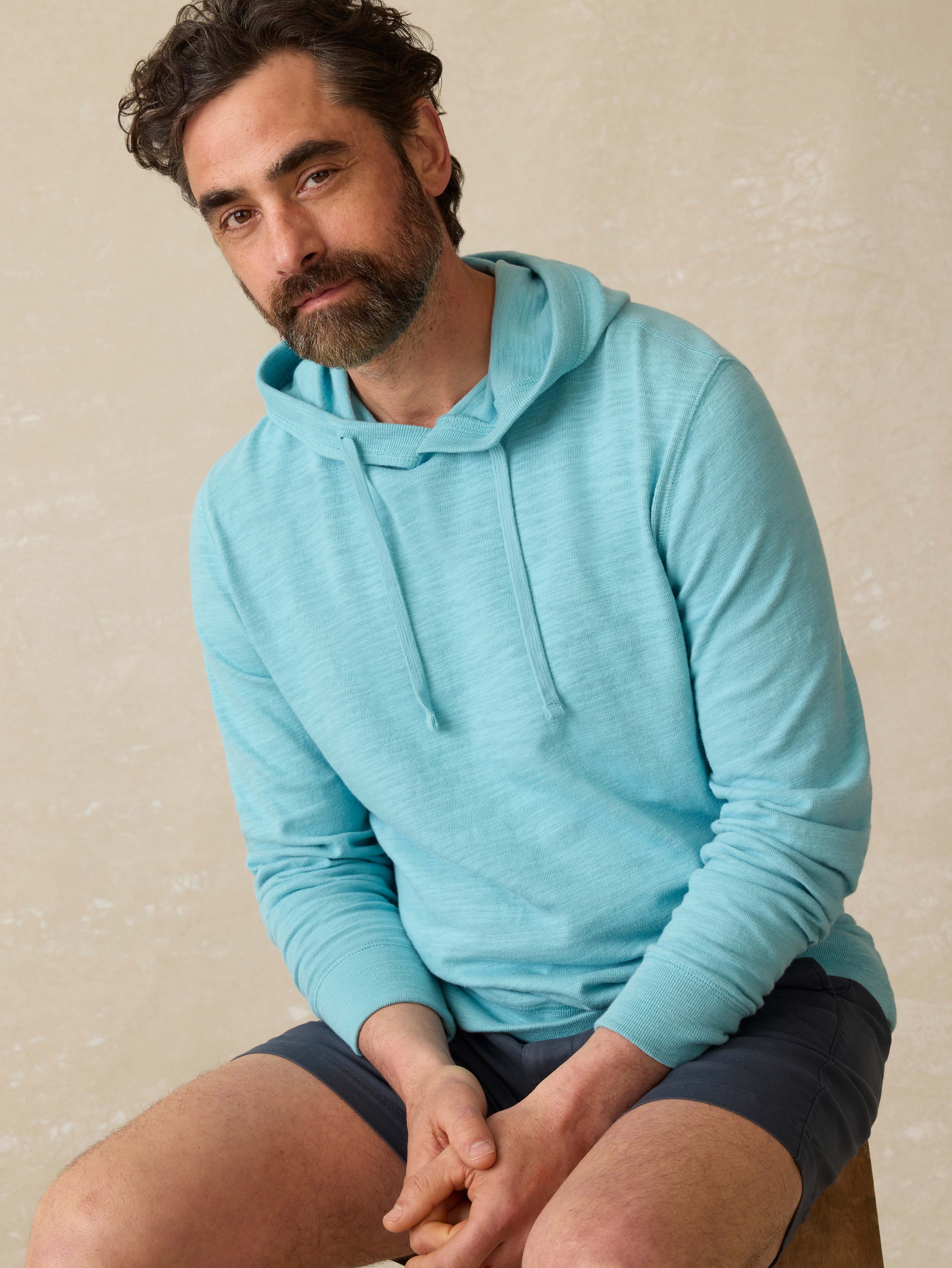 Sunwashed Organic Hoodie - Teal Sea | Faherty Brand