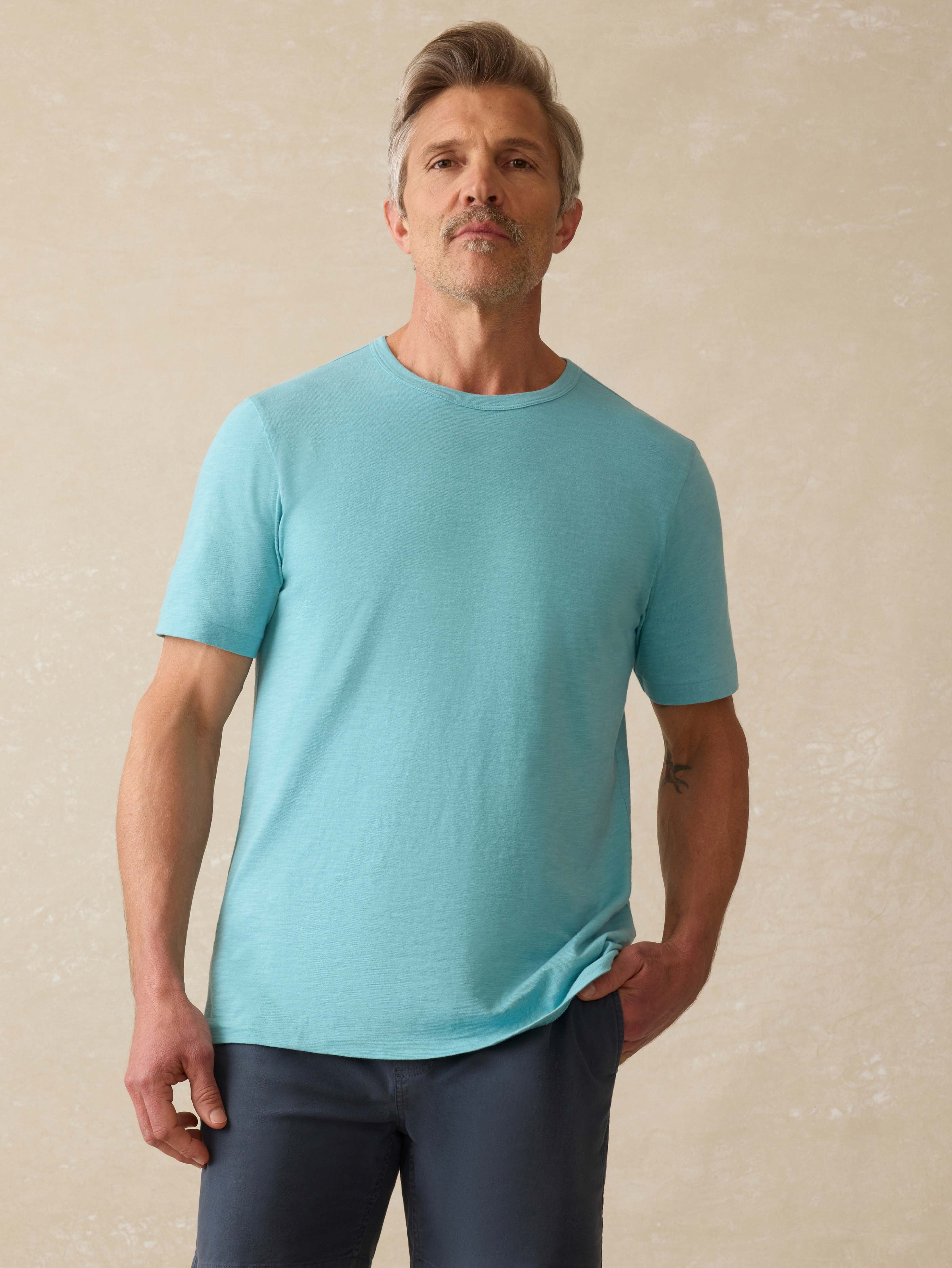 Sunwashed Regenerative Tee - Teal Sea | Faherty Brand