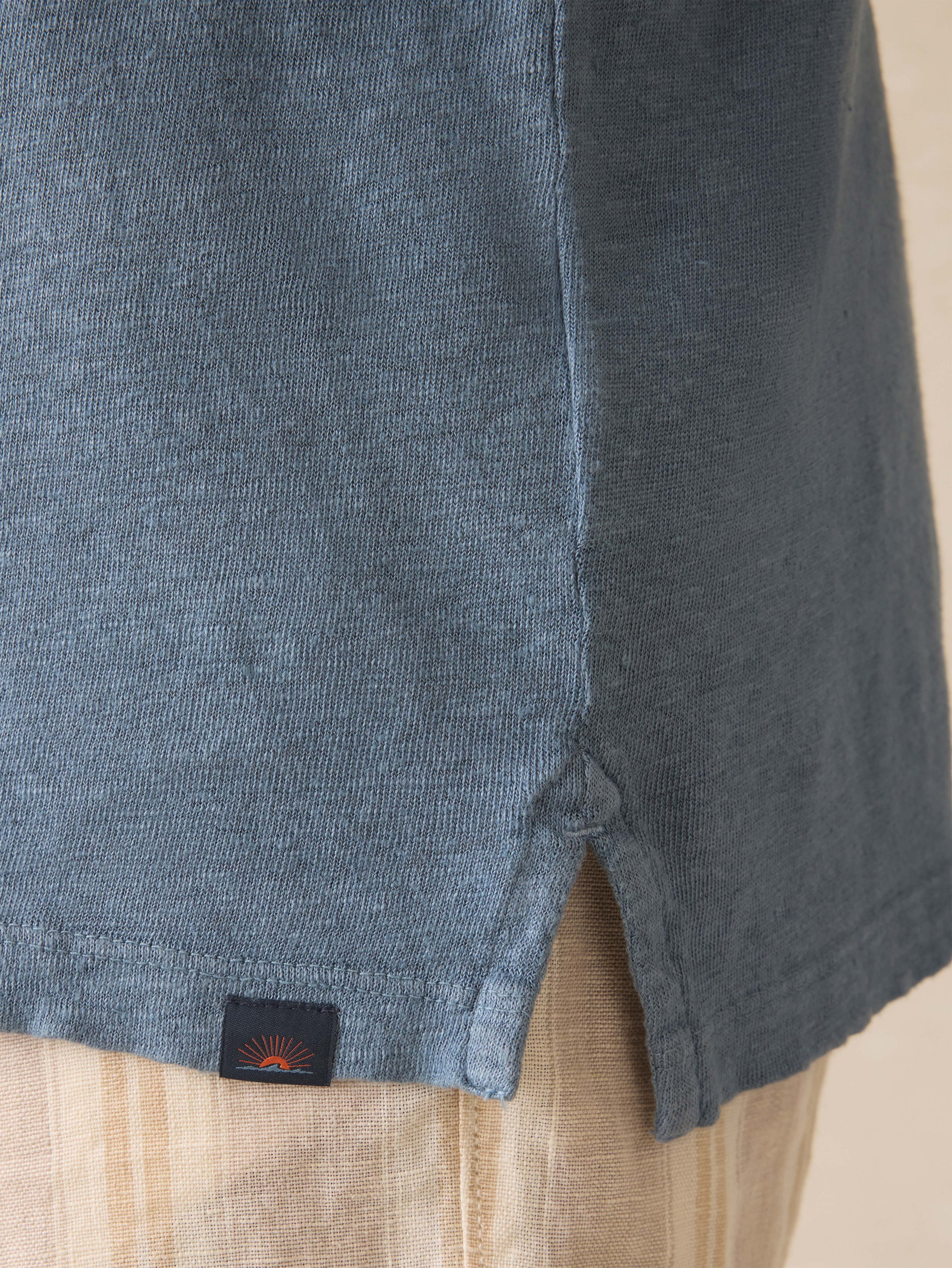 Short-Sleeve Linen Polo - Deep Marine | Faherty Brand