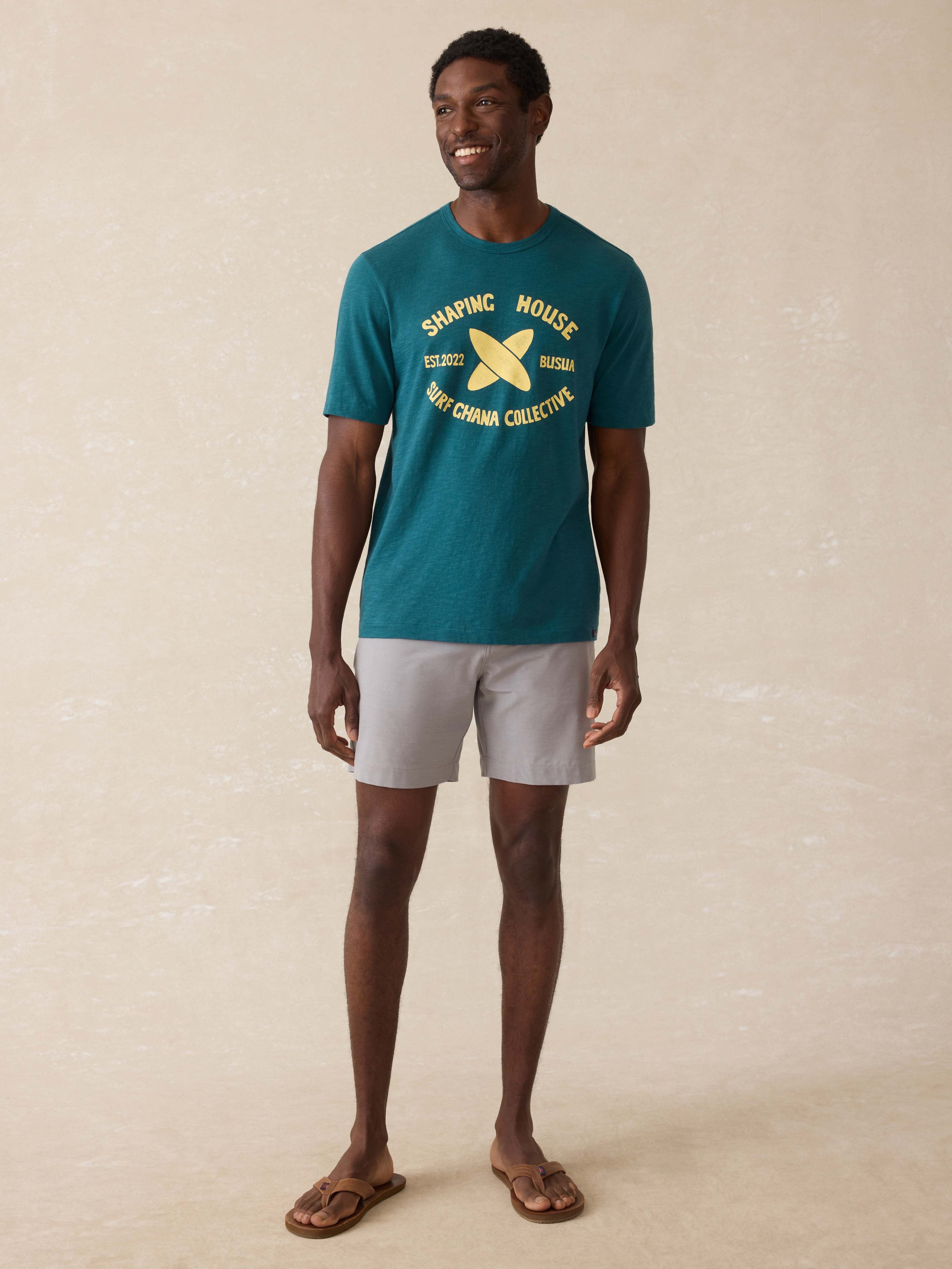Ghana Short-Sleeve Shaping House Graphic Tee - Agonda Green | Faherty Brand