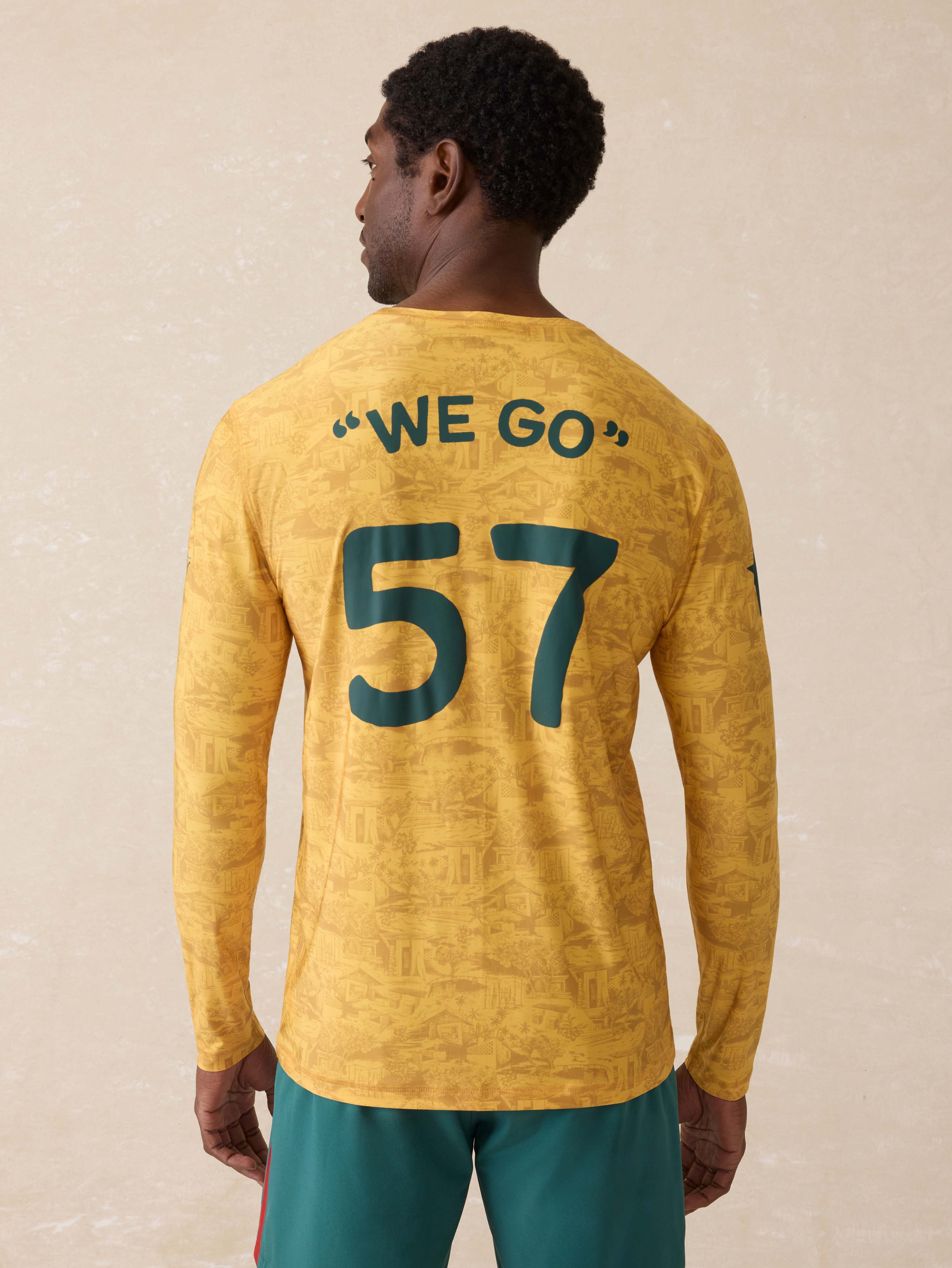 Ghana Long-Sleeve Rash Guard - Beach House Gold | Faherty Brand