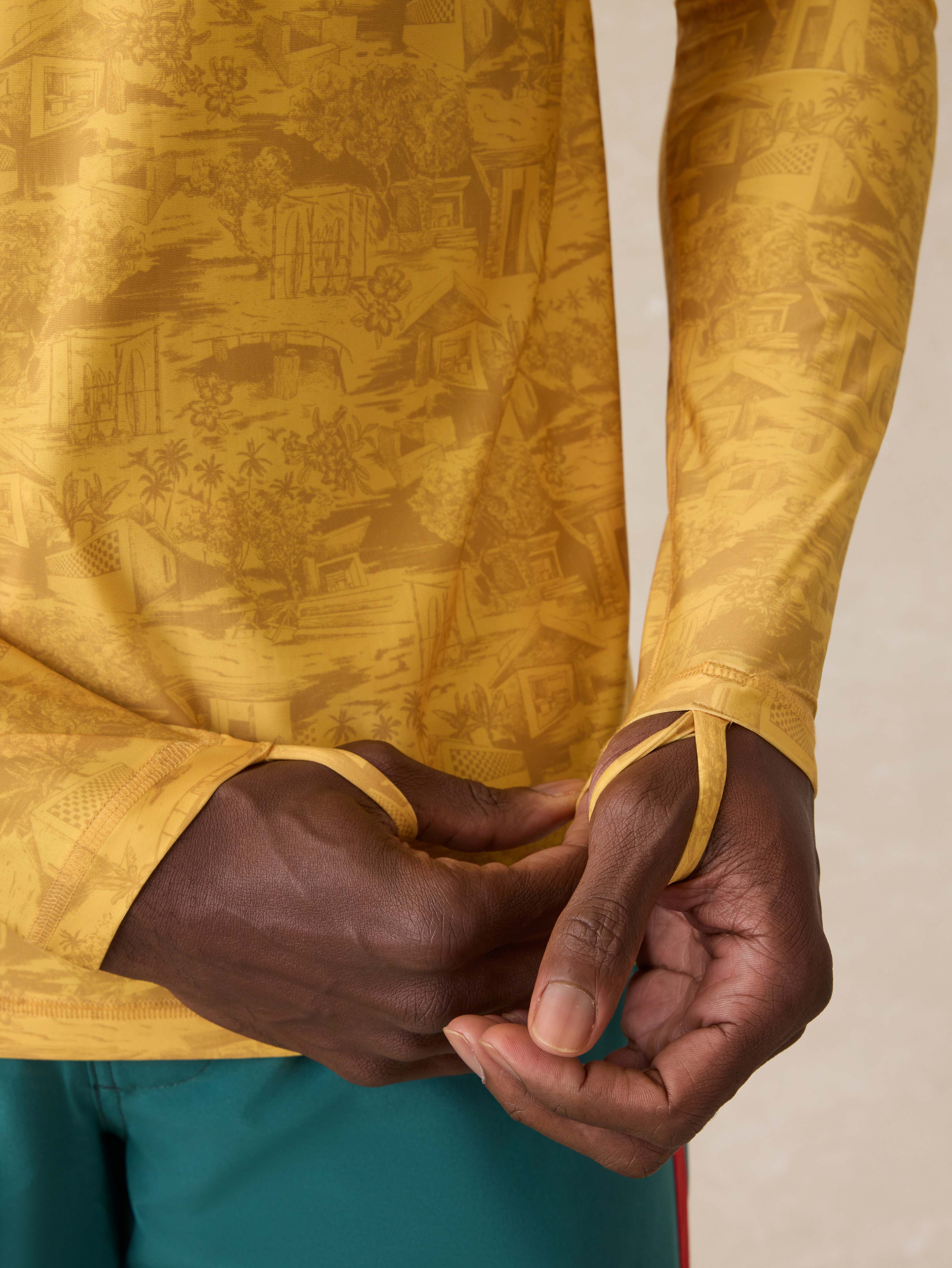 Ghana Long-Sleeve Rash Guard - Beach House Gold | Faherty Brand