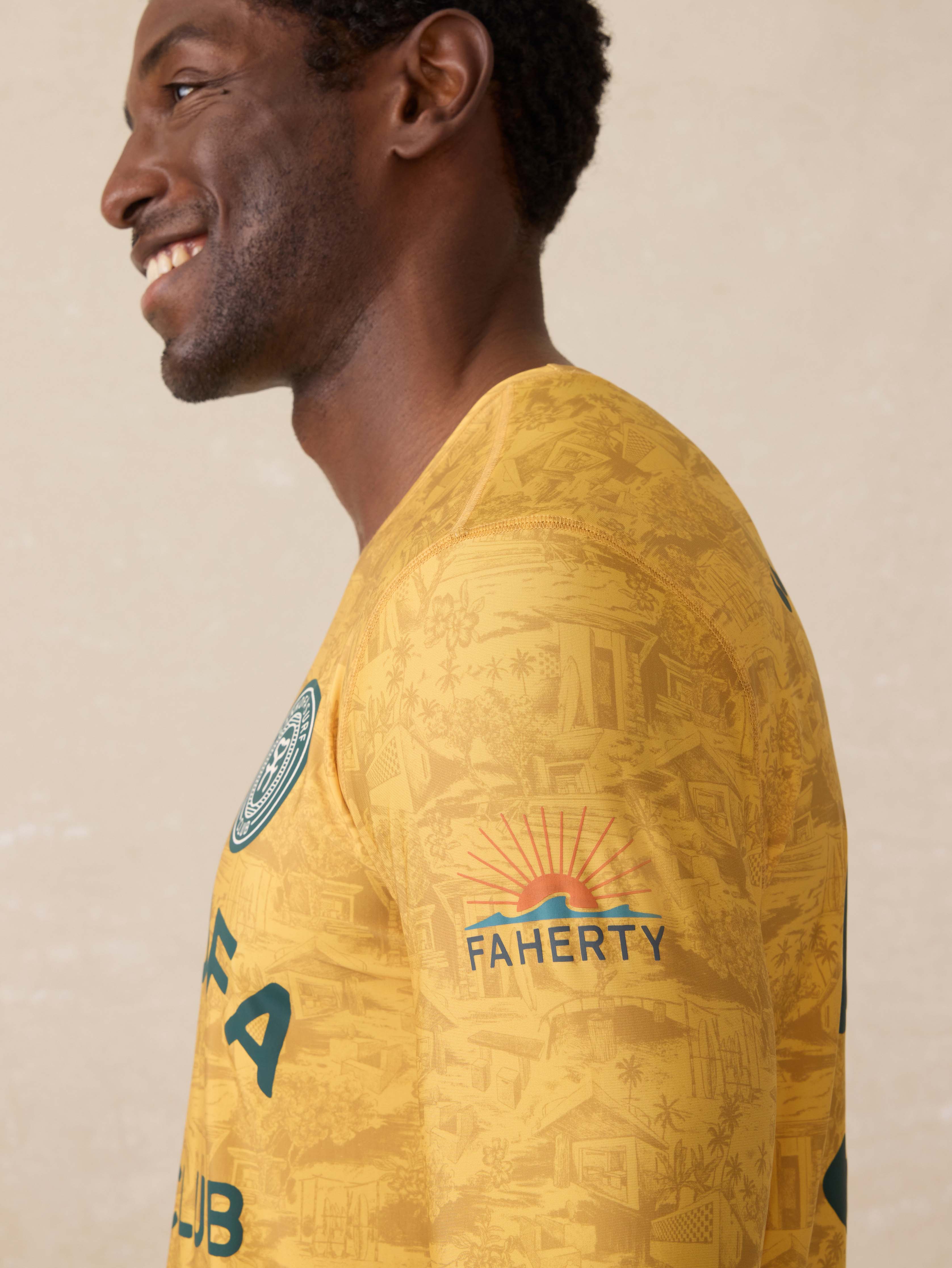 Ghana Long-Sleeve Rash Guard - Beach House Gold | Faherty Brand