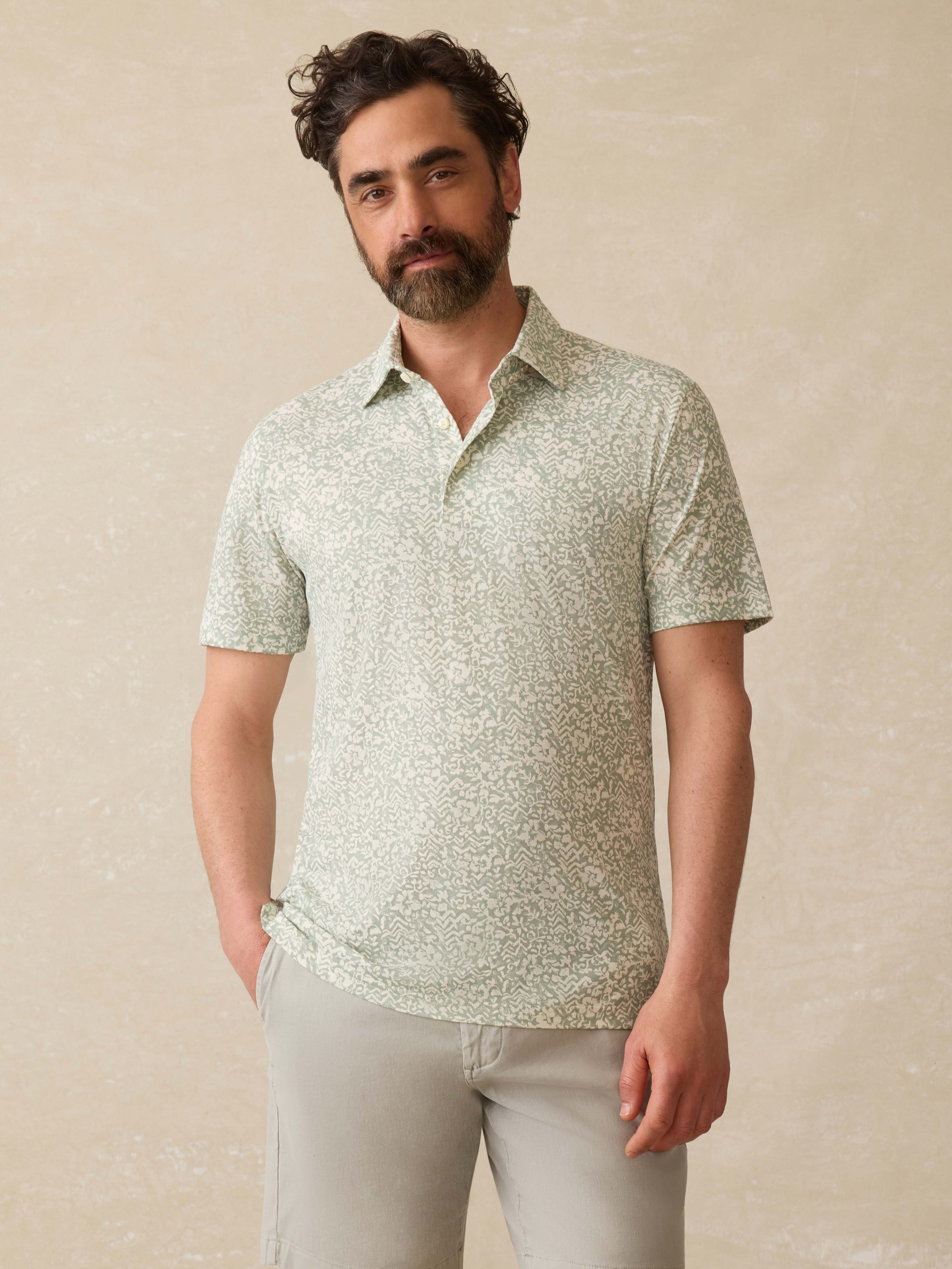 Short-Sleeve Movement™ Pique Polo - Dusty Sage Hilo | Faherty Brand