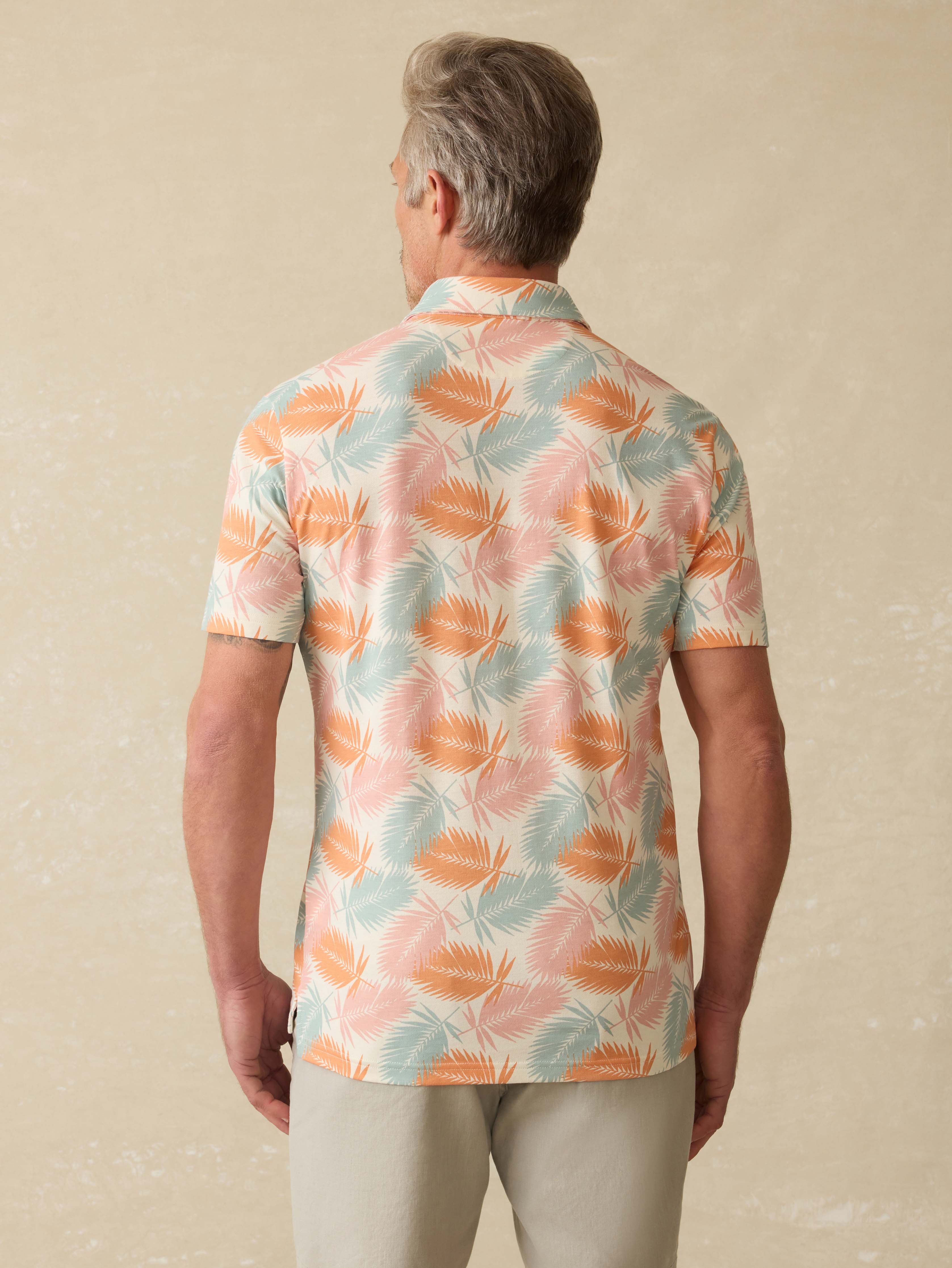 Short-Sleeve Movement™ Pique Polo - Ivory Paradise Palm | Faherty Brand
