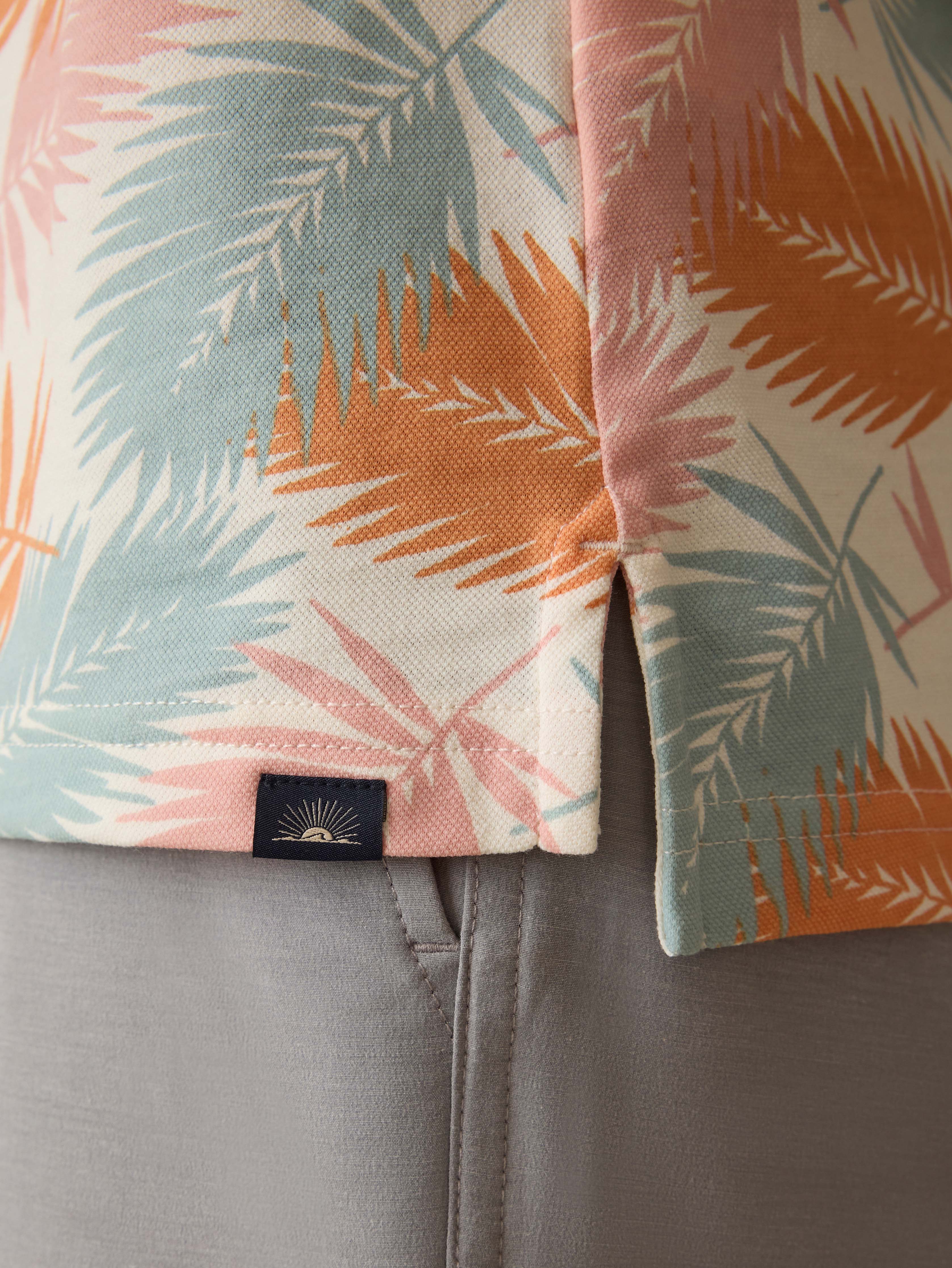Short-Sleeve Movement™ Pique Polo - Ivory Paradise Palm | Faherty Brand