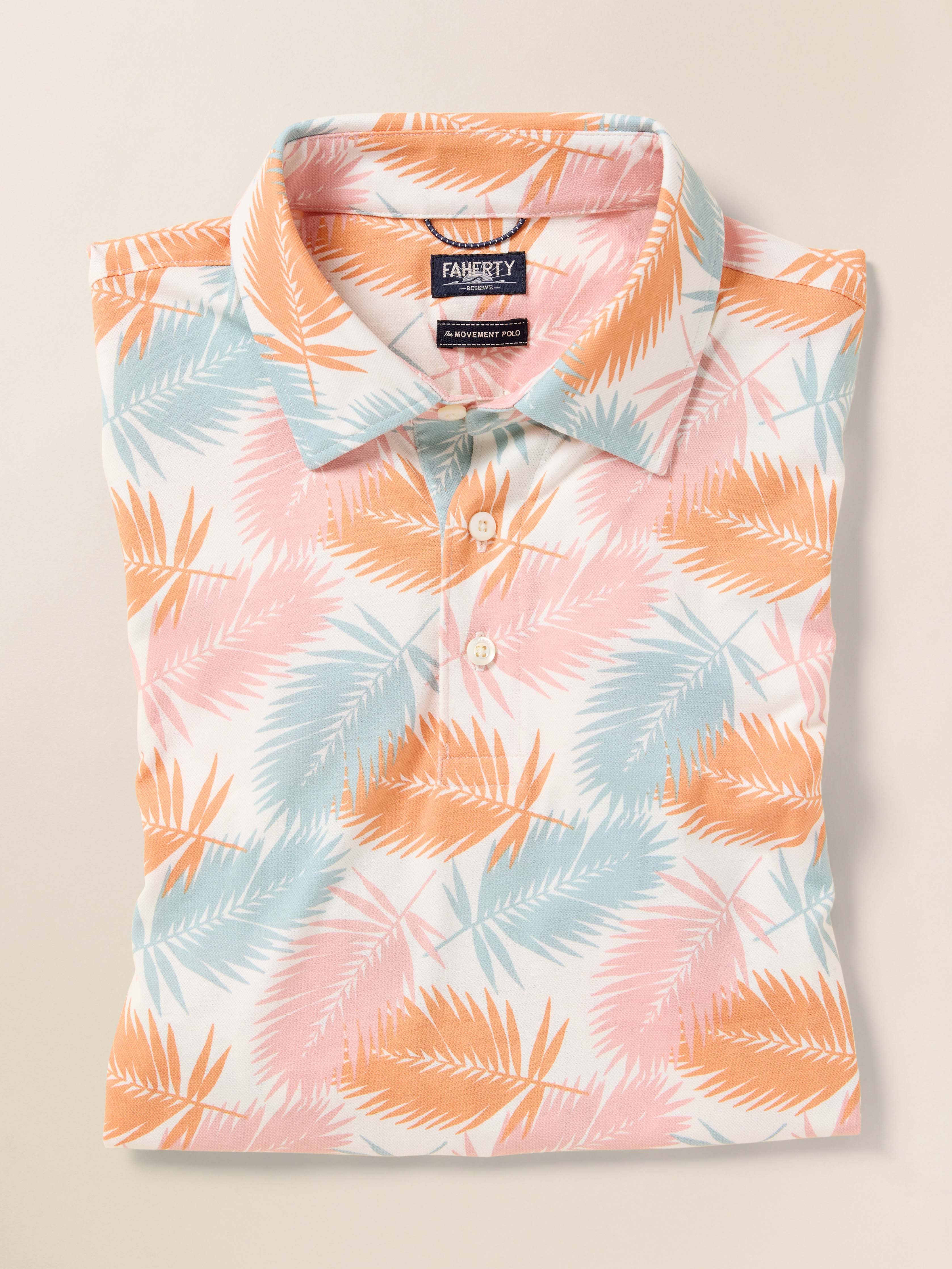 Short-Sleeve Movement™ Pique Polo - Ivory Paradise Palm | Faherty Brand