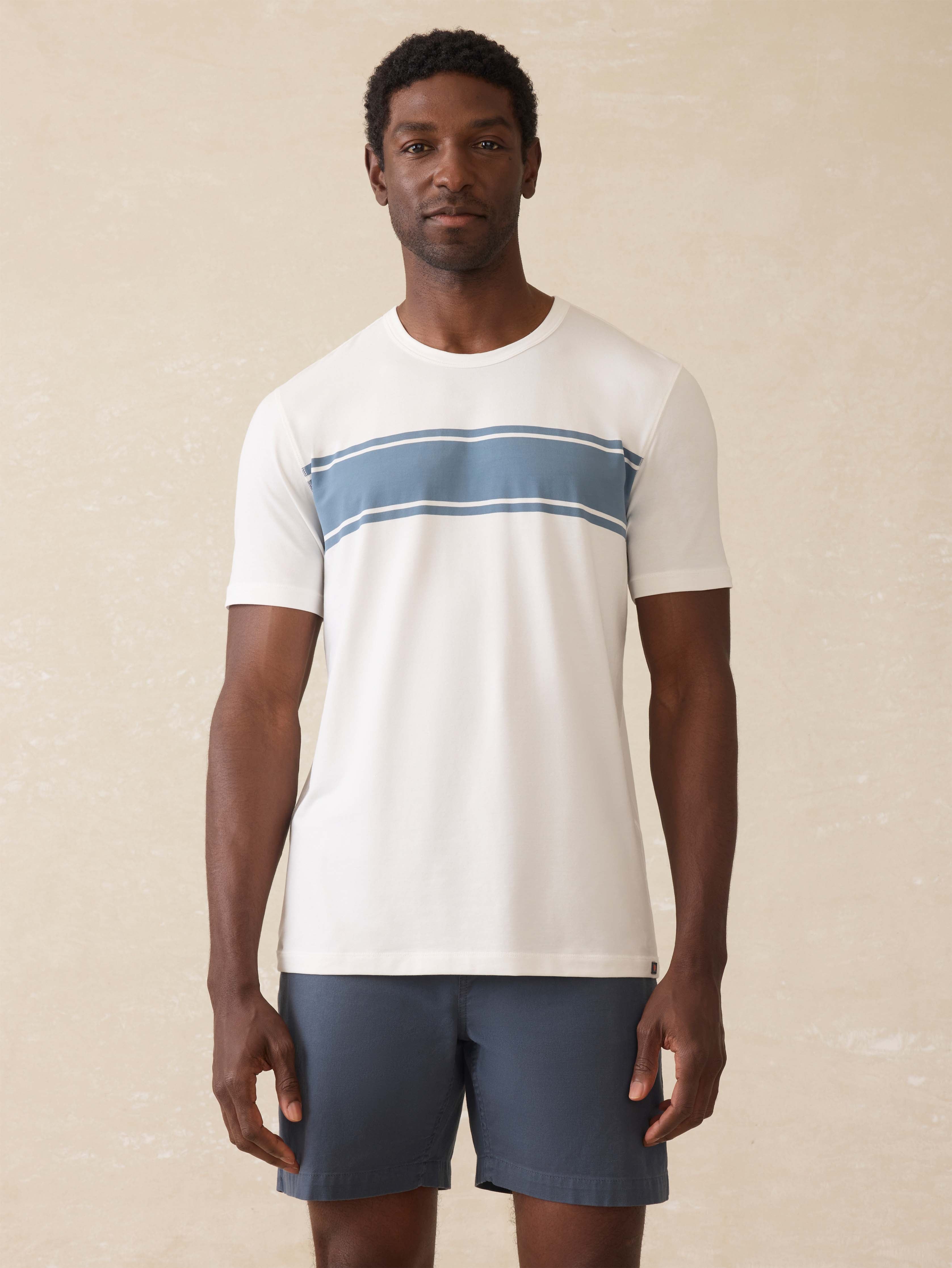 Short-Sleeve Shorelite UPF Tee - White Surf Stripe | Faherty Brand
