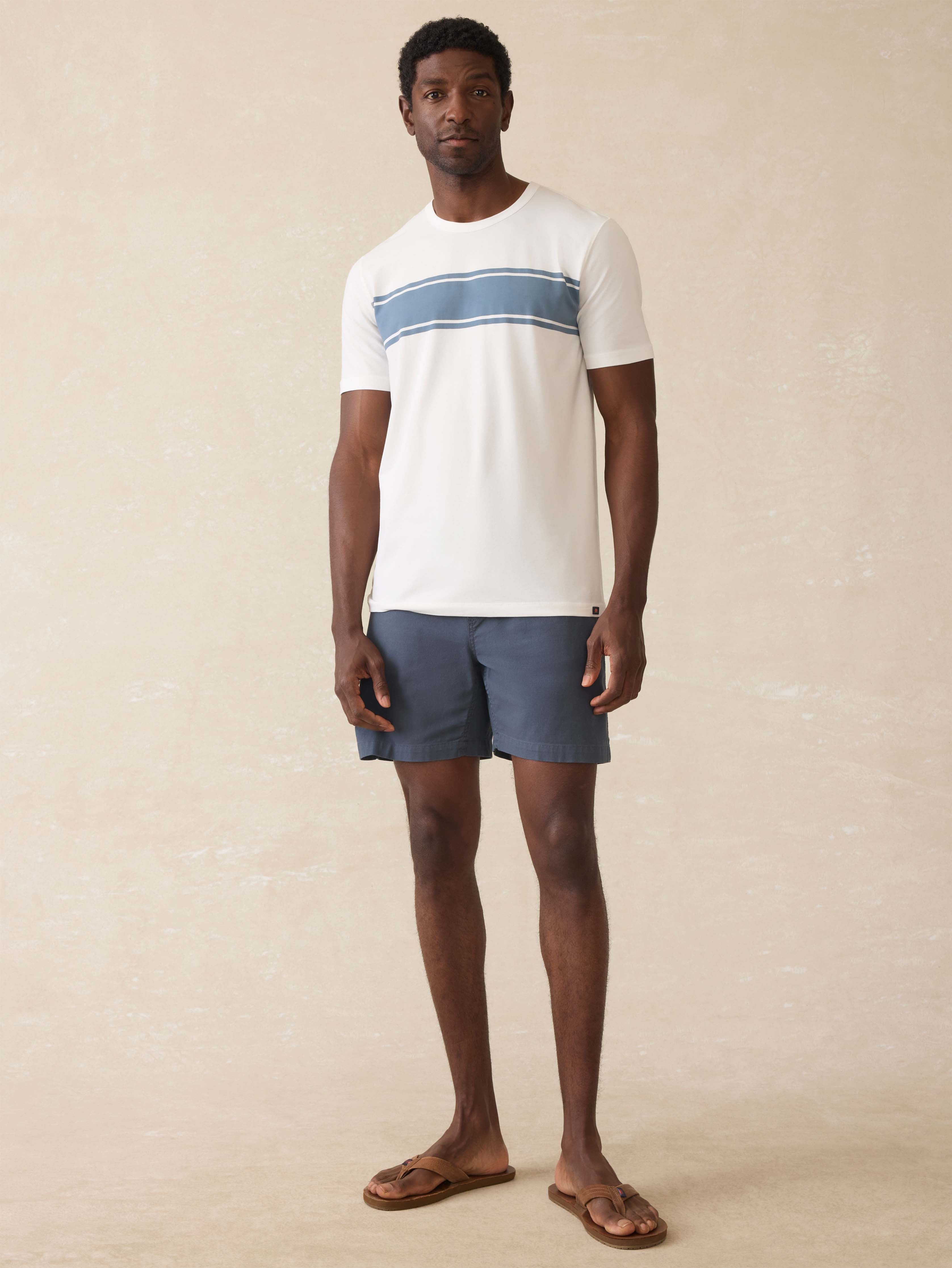 Short-Sleeve Shorelite UPF Tee - White Surf Stripe | Faherty Brand