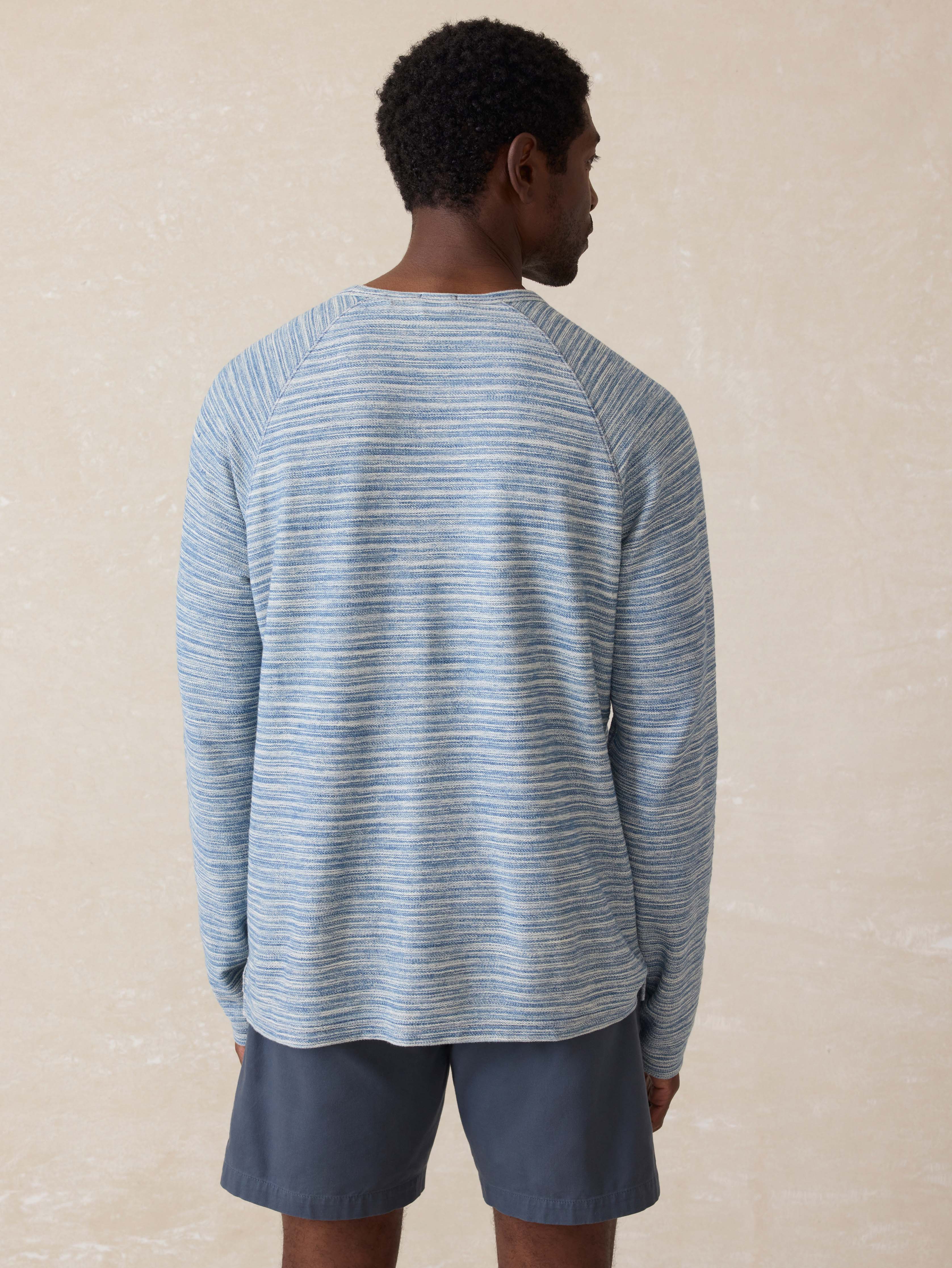 Indigo Crewneck Sweatshirt - Indigo Waterway Stripe | Faherty Brand