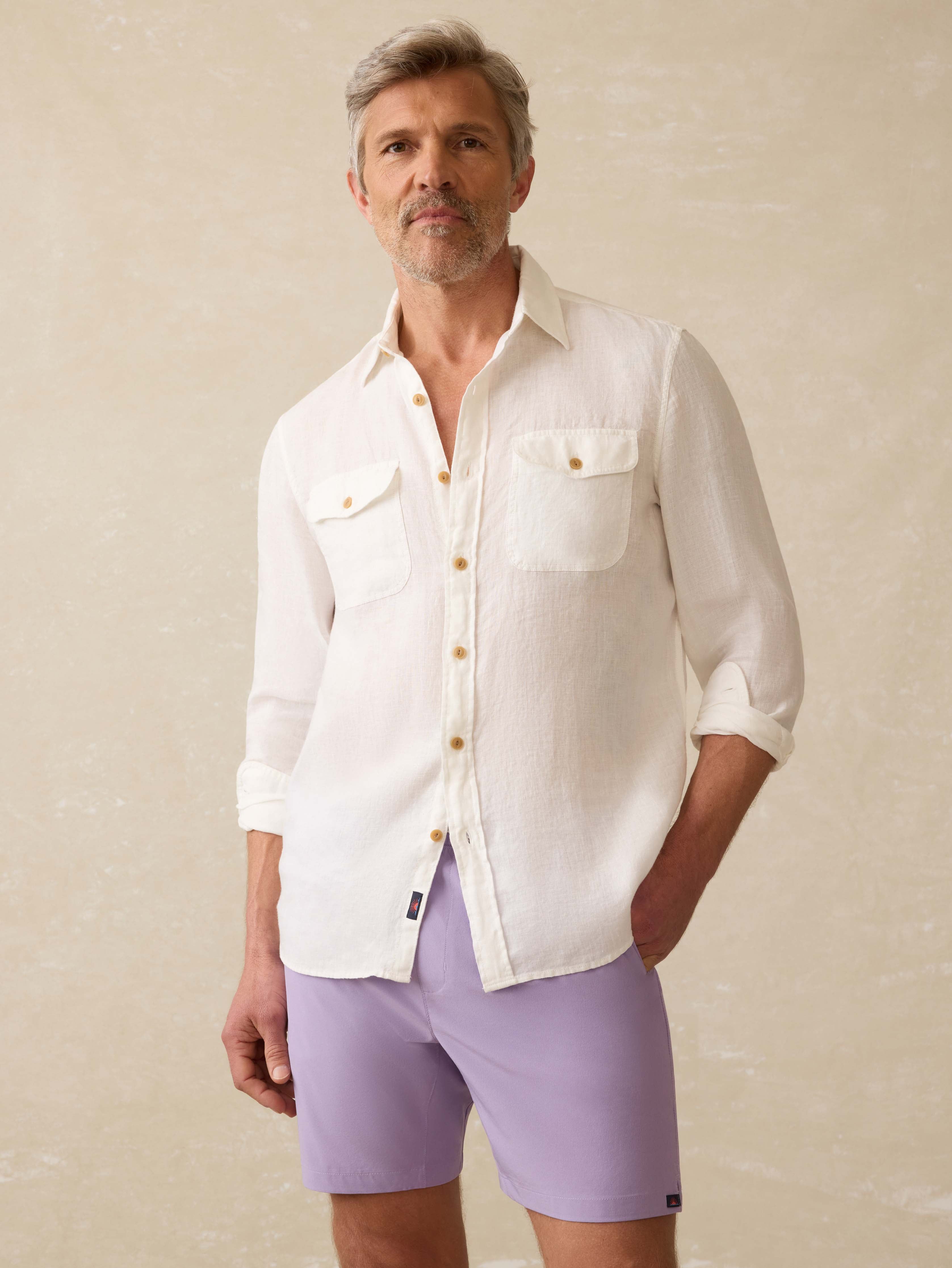 Irish Linen Safari Shirt - White | Faherty Brand