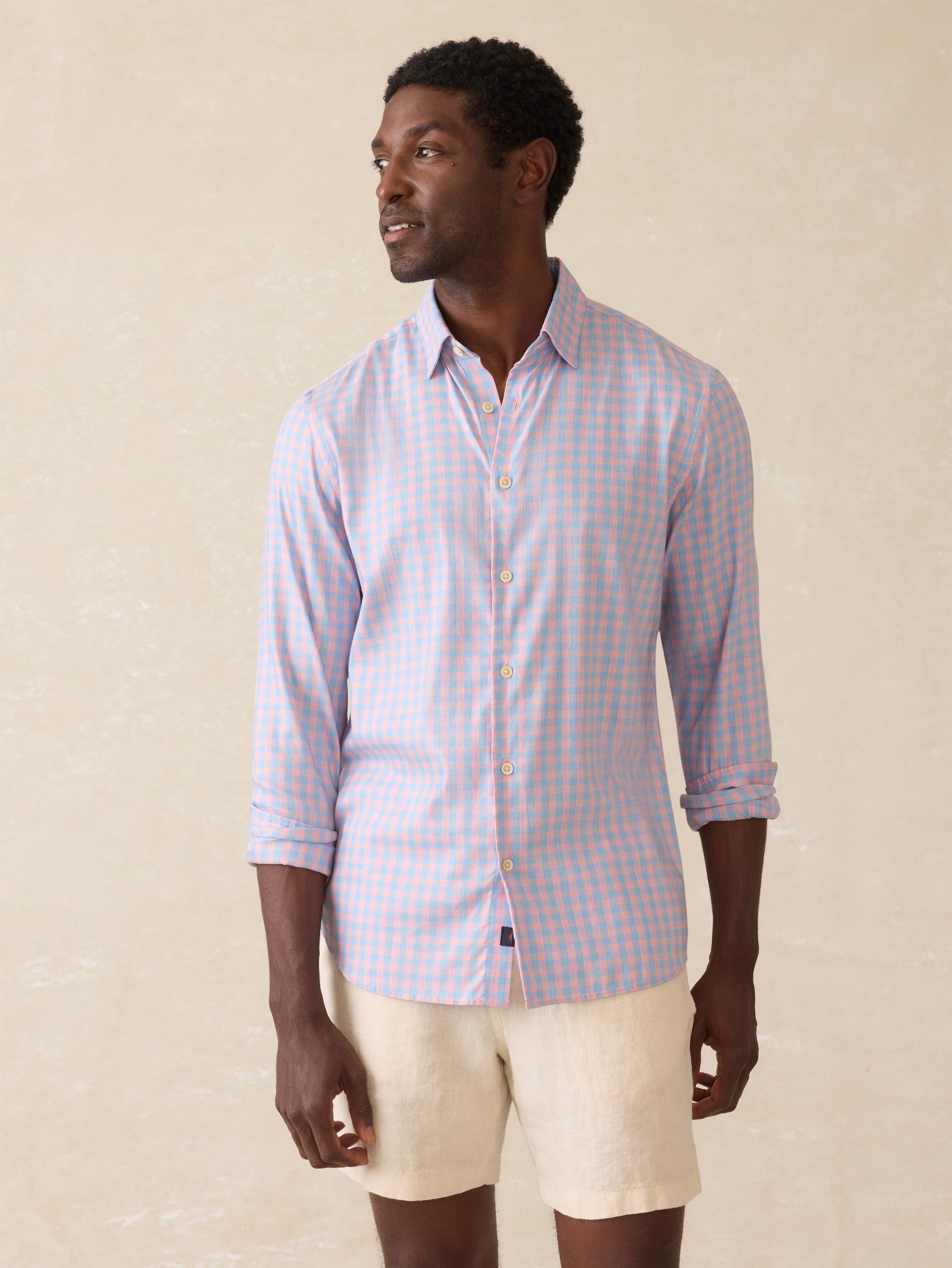 Movement™ Monterey Shirt - Coral Sky Gingham | Faherty Brand