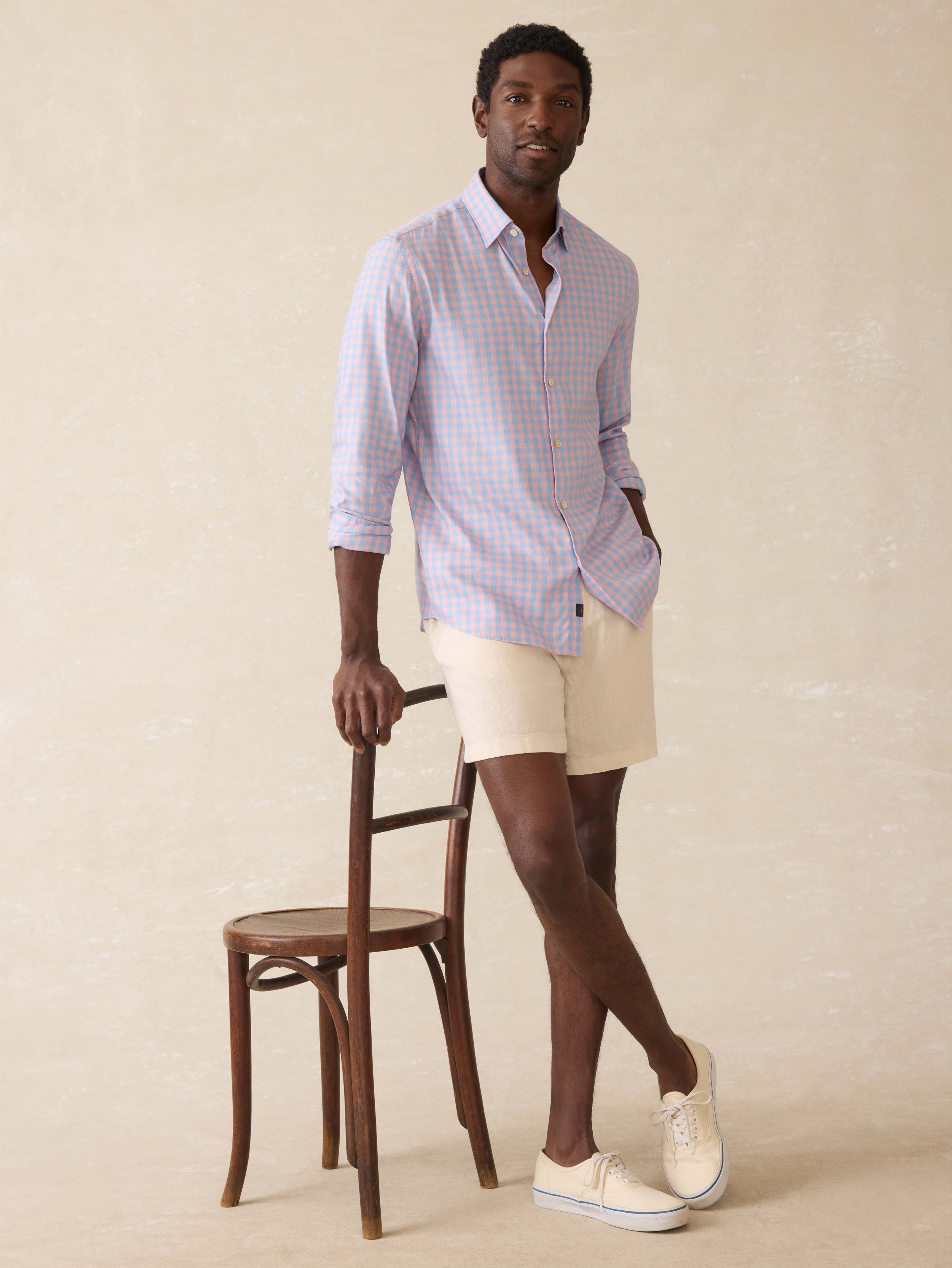 Movement™ Monterey Shirt - Coral Sky Gingham | Faherty Brand