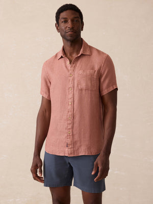 Short-Sleeve Palma Linen Shirt - Cedar Rose