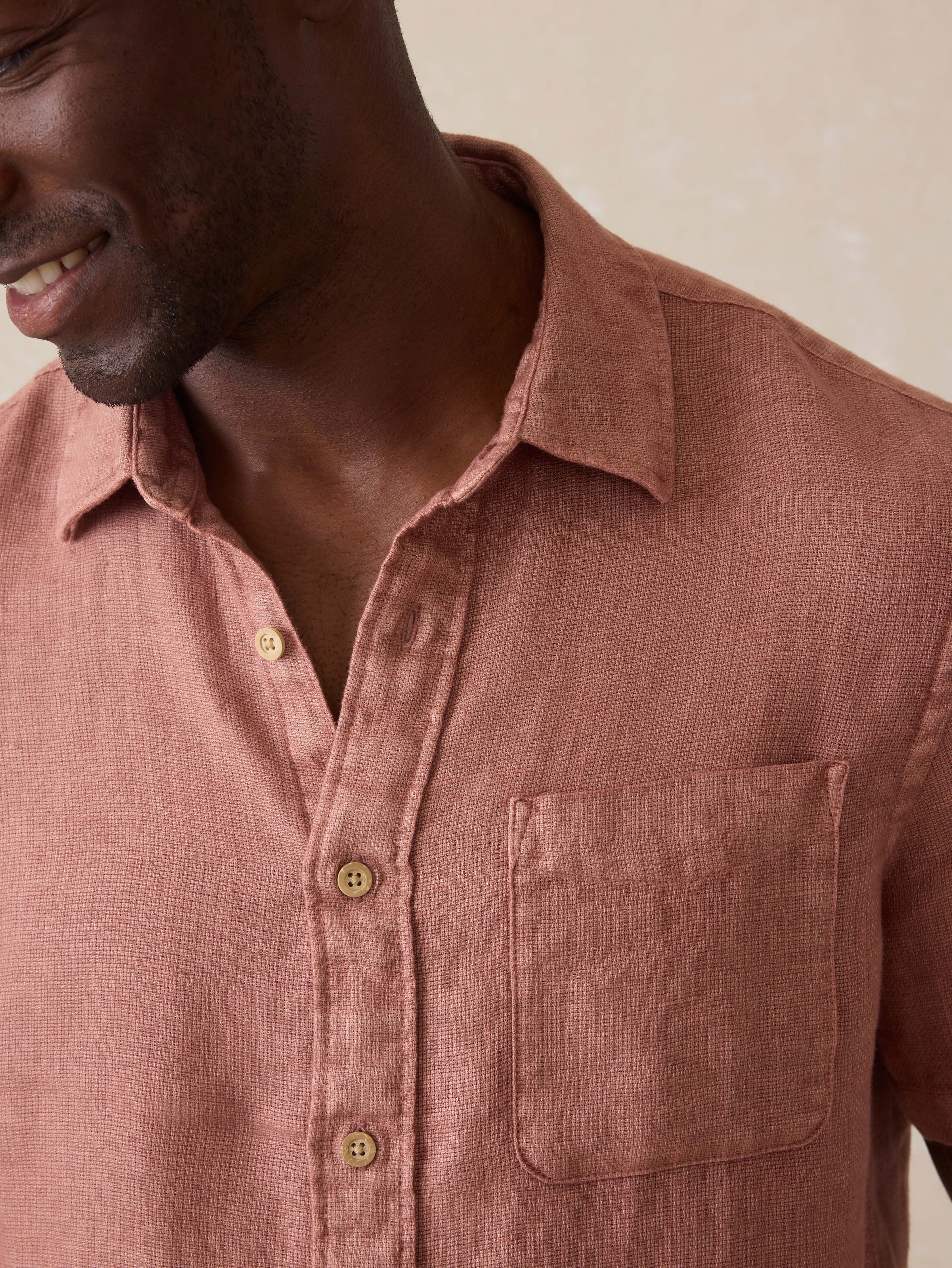 Short-Sleeve Palma Linen Shirt - Cedar Rose | Faherty Brand