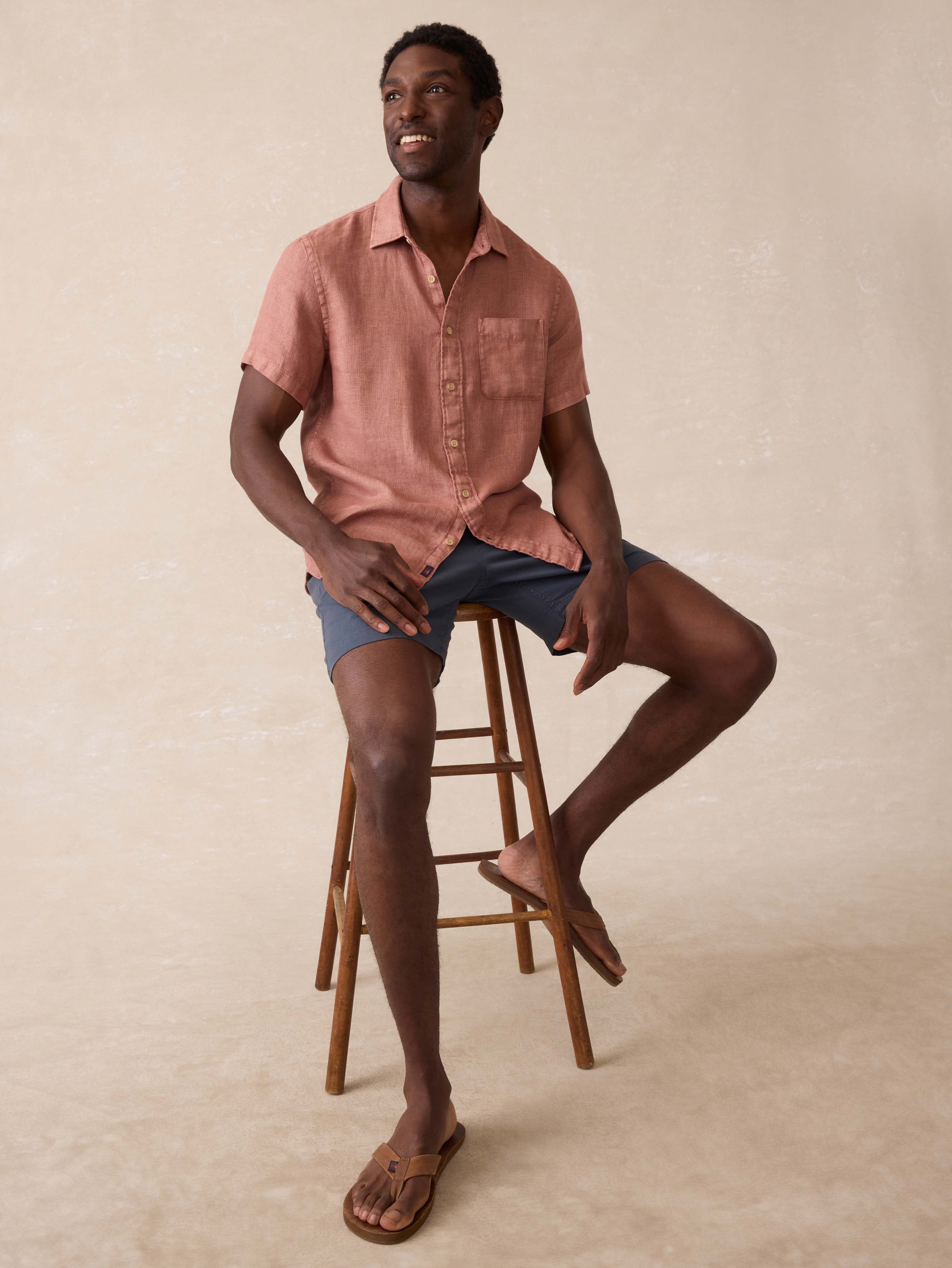 Short-Sleeve Palma Linen Shirt - Cedar Rose | Faherty Brand