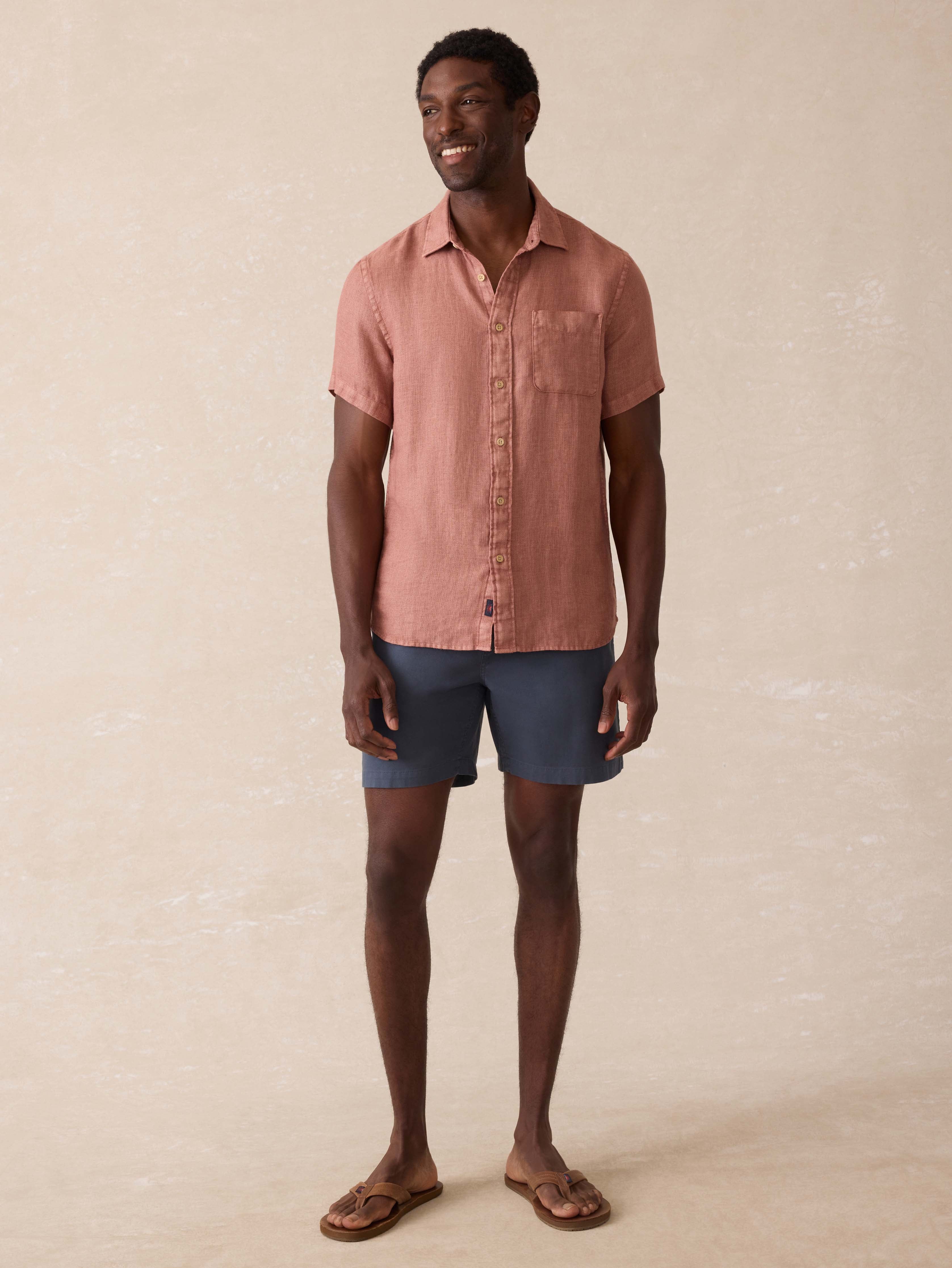 Short-Sleeve Palma Linen Shirt - Cedar Rose | Faherty Brand