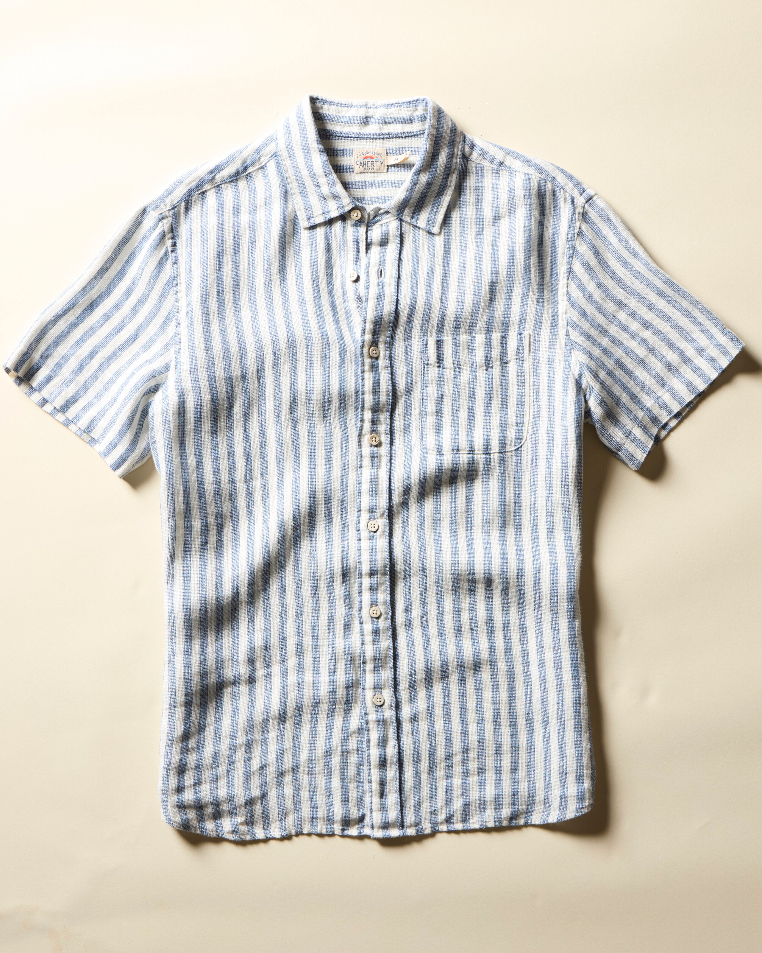 Short-Sleeve Palma Linen Shirt - Horizon Ivory Stripe | Faherty Brand